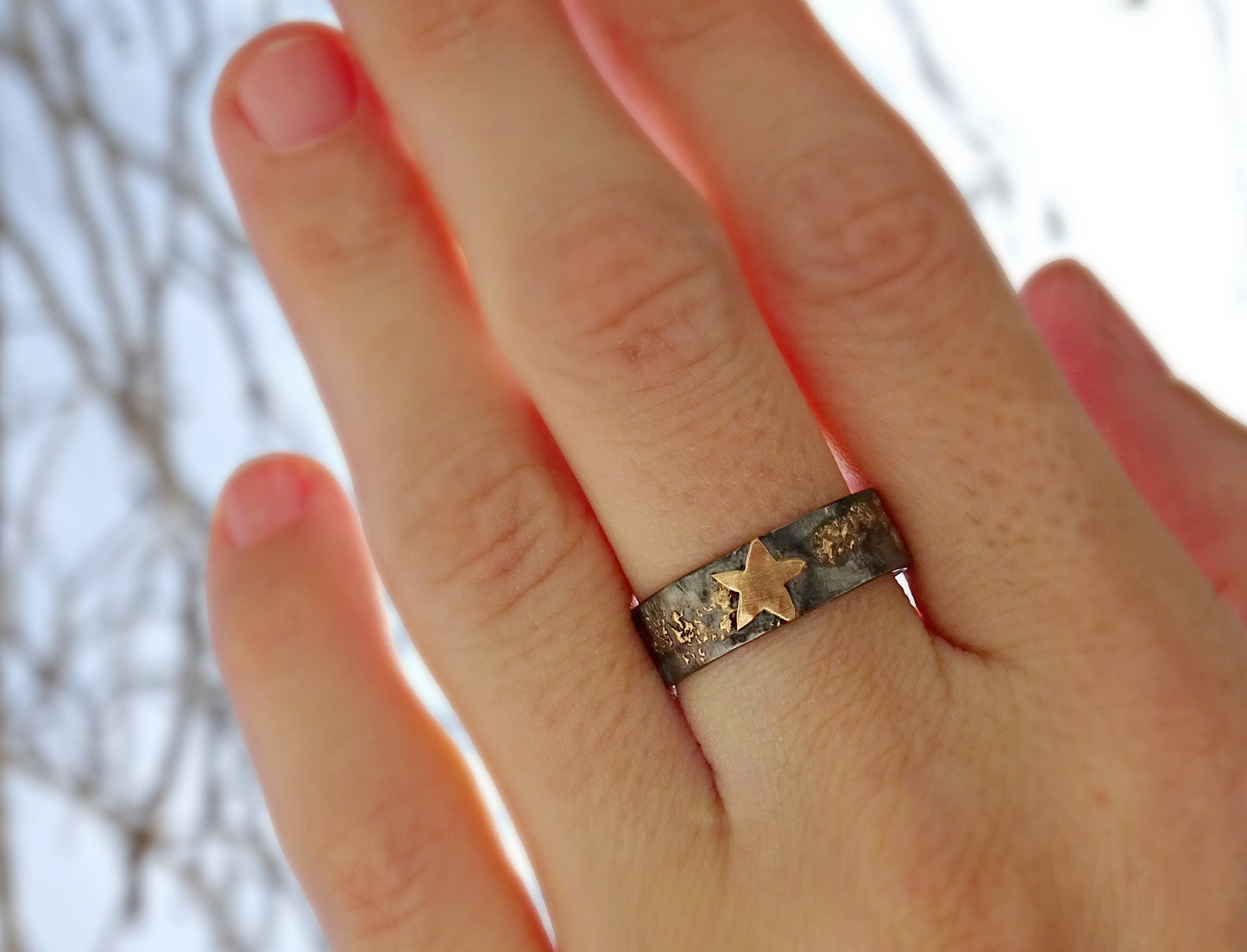 gold star ring, unique wedding ring