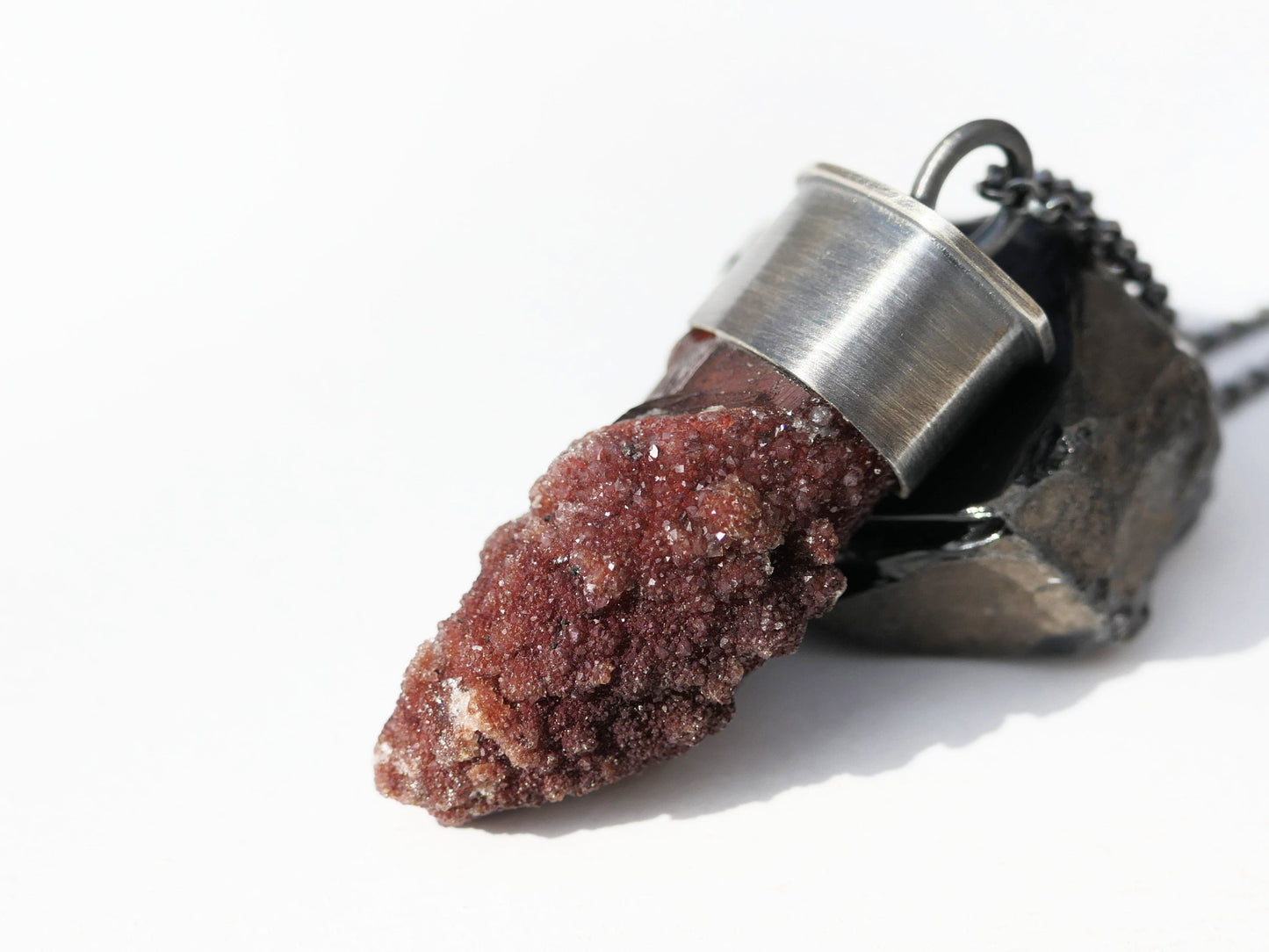 hematite quartz crystal pendant