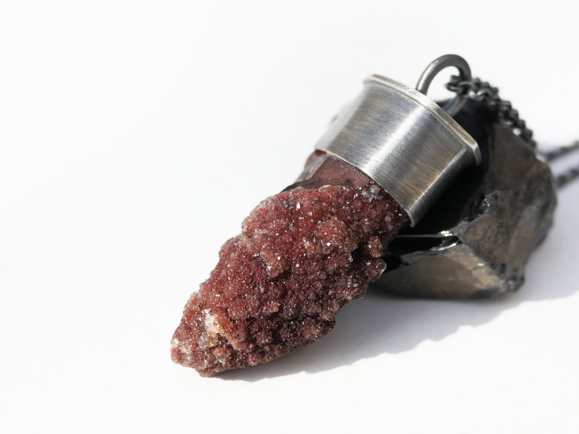 hematite quartz crystal pendant