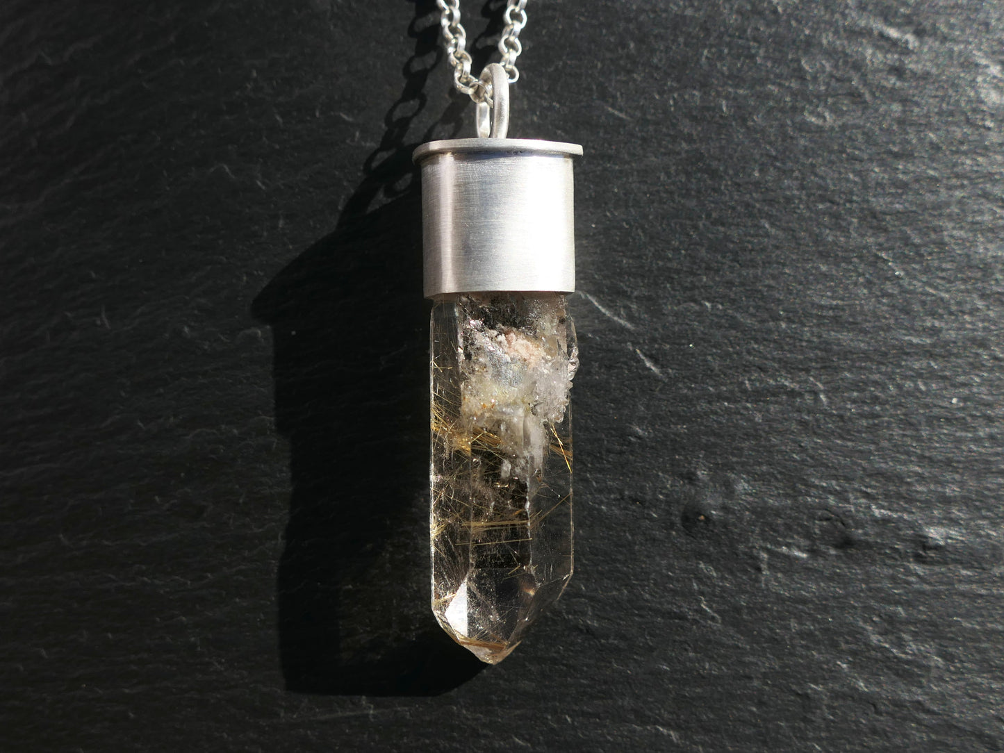 Rutile in Smoky Quartz pendant
