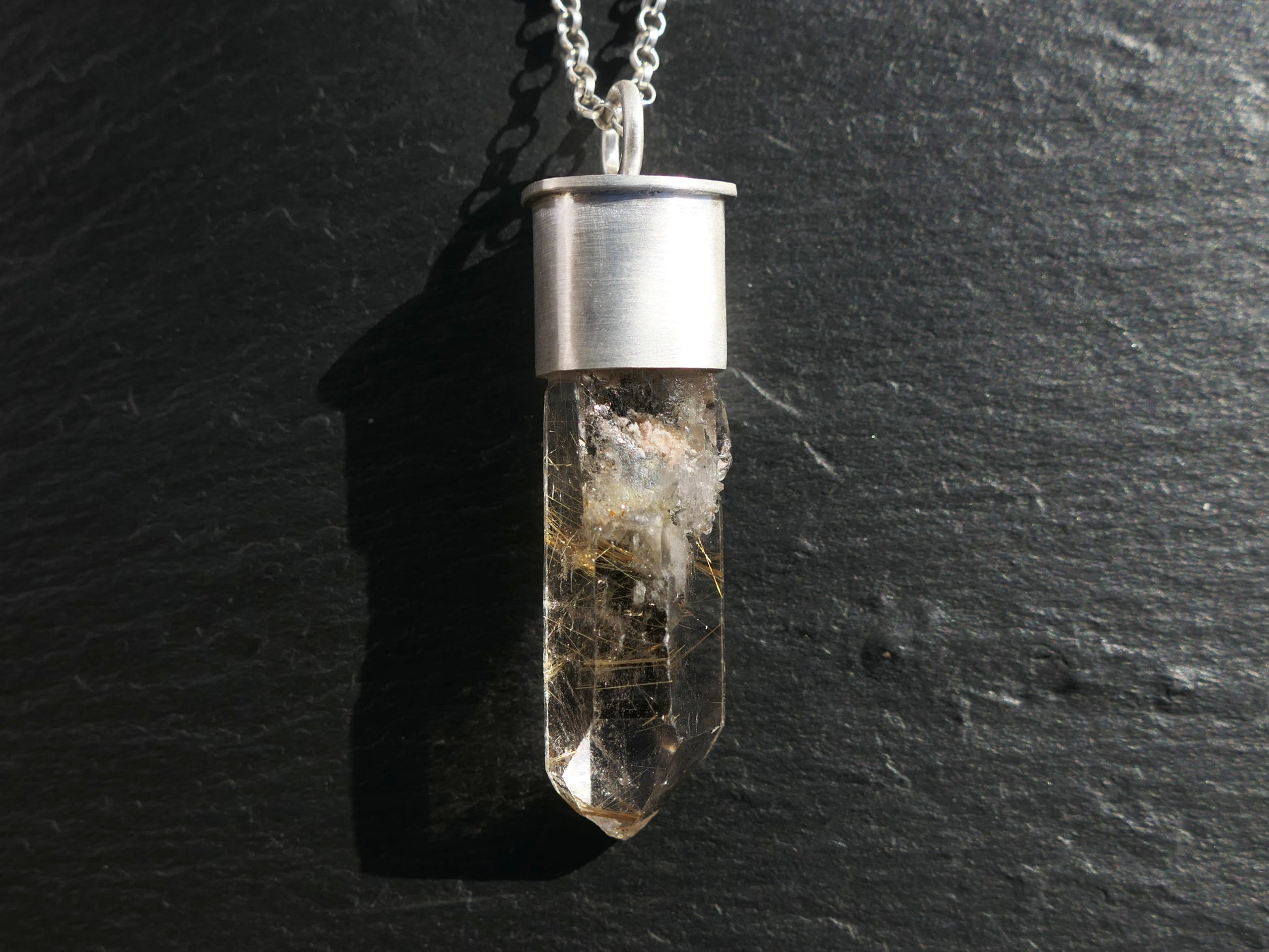 Rutile in Smoky Quartz pendant