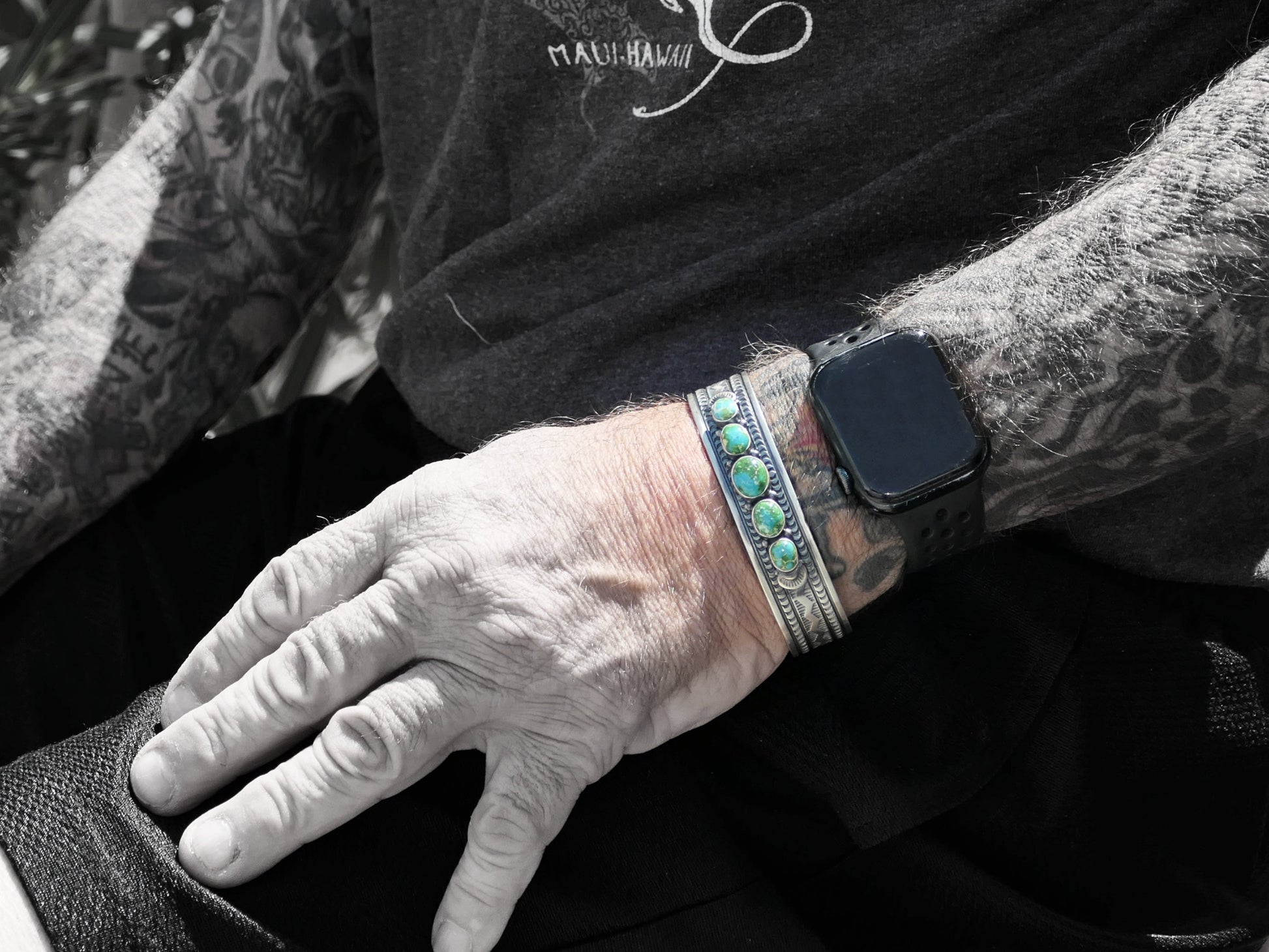 minimalist turquoise silver cuff