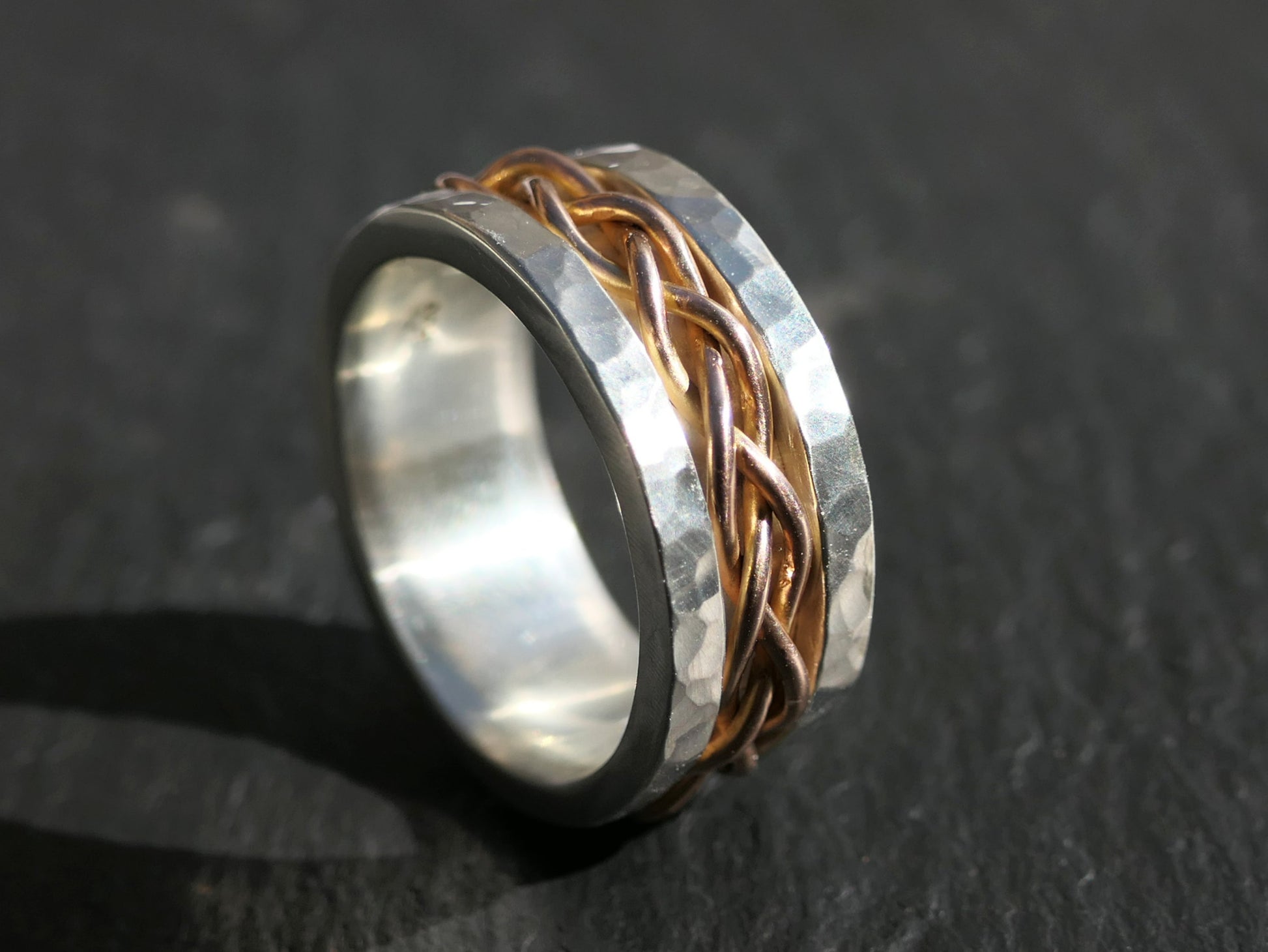 rose gold braided wedding band