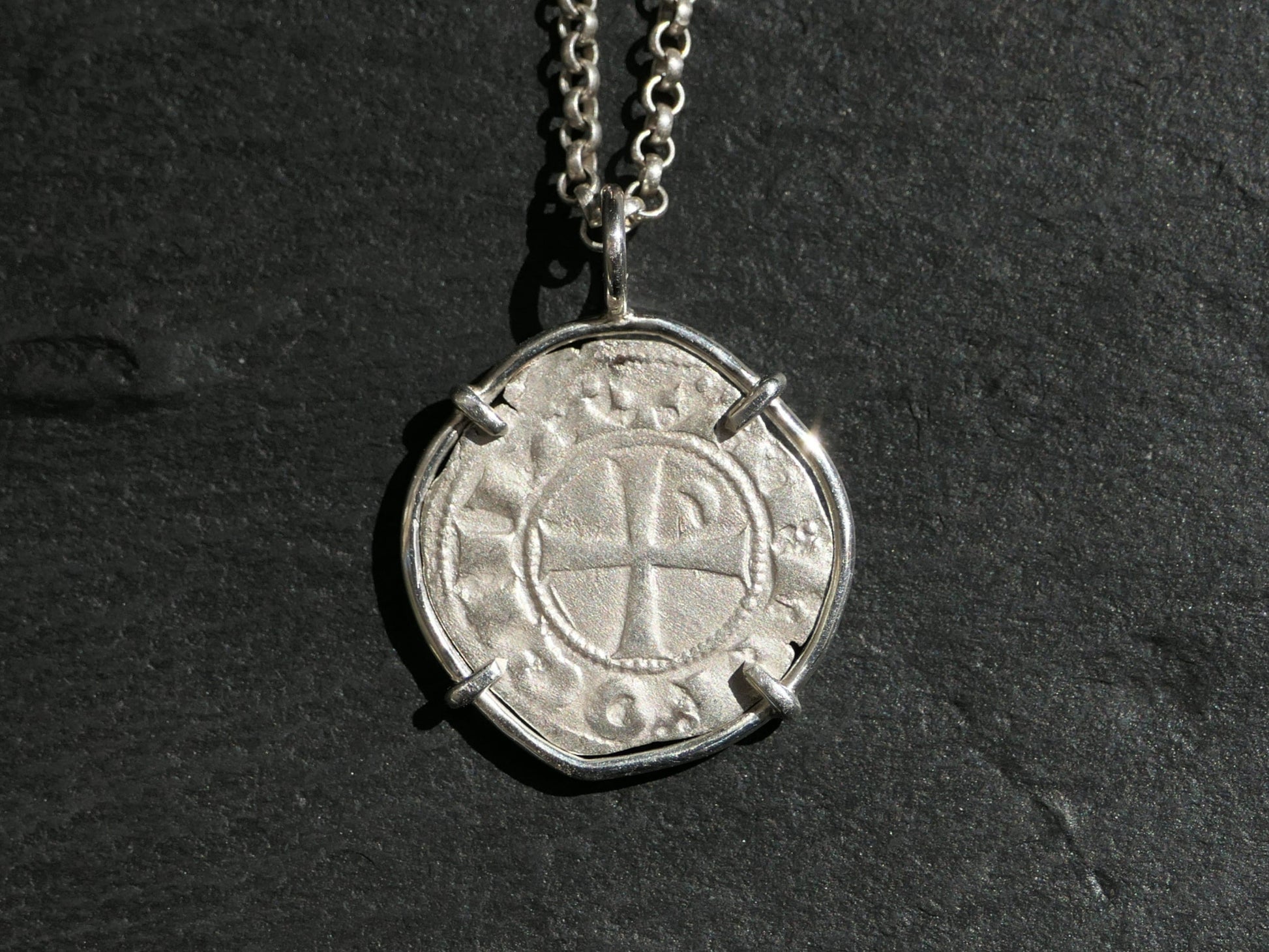 medieval silver coin pendant