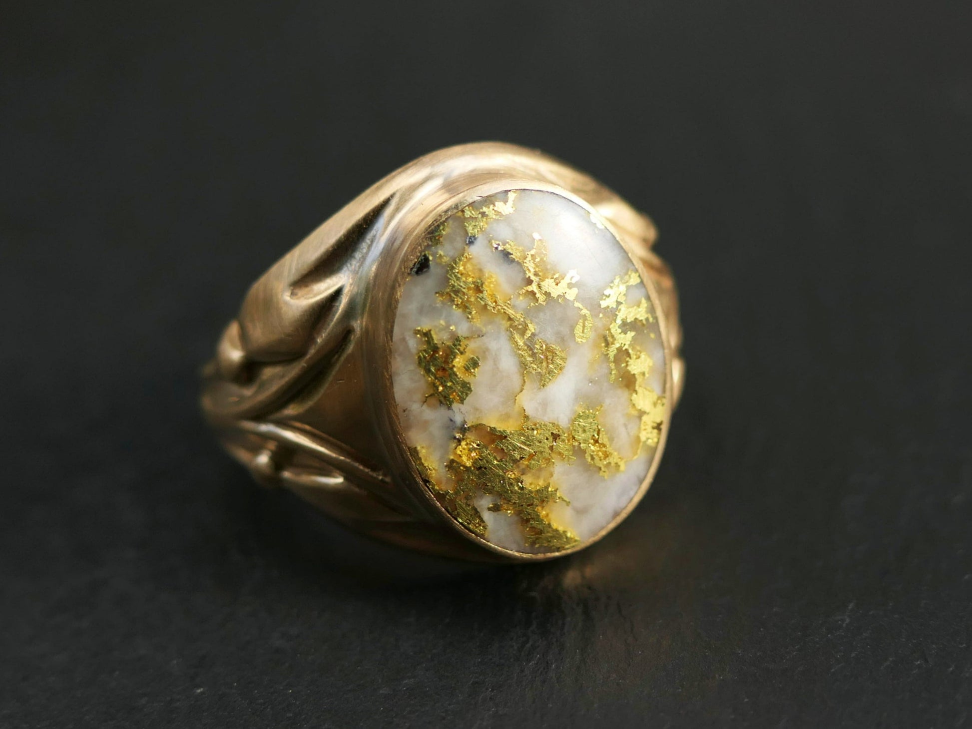 large gold in quartz statement ring
