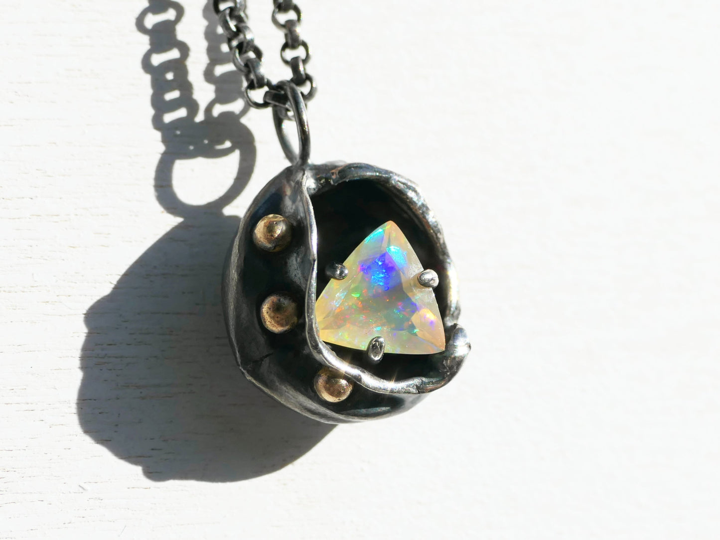 dainty rainbow opal pendant