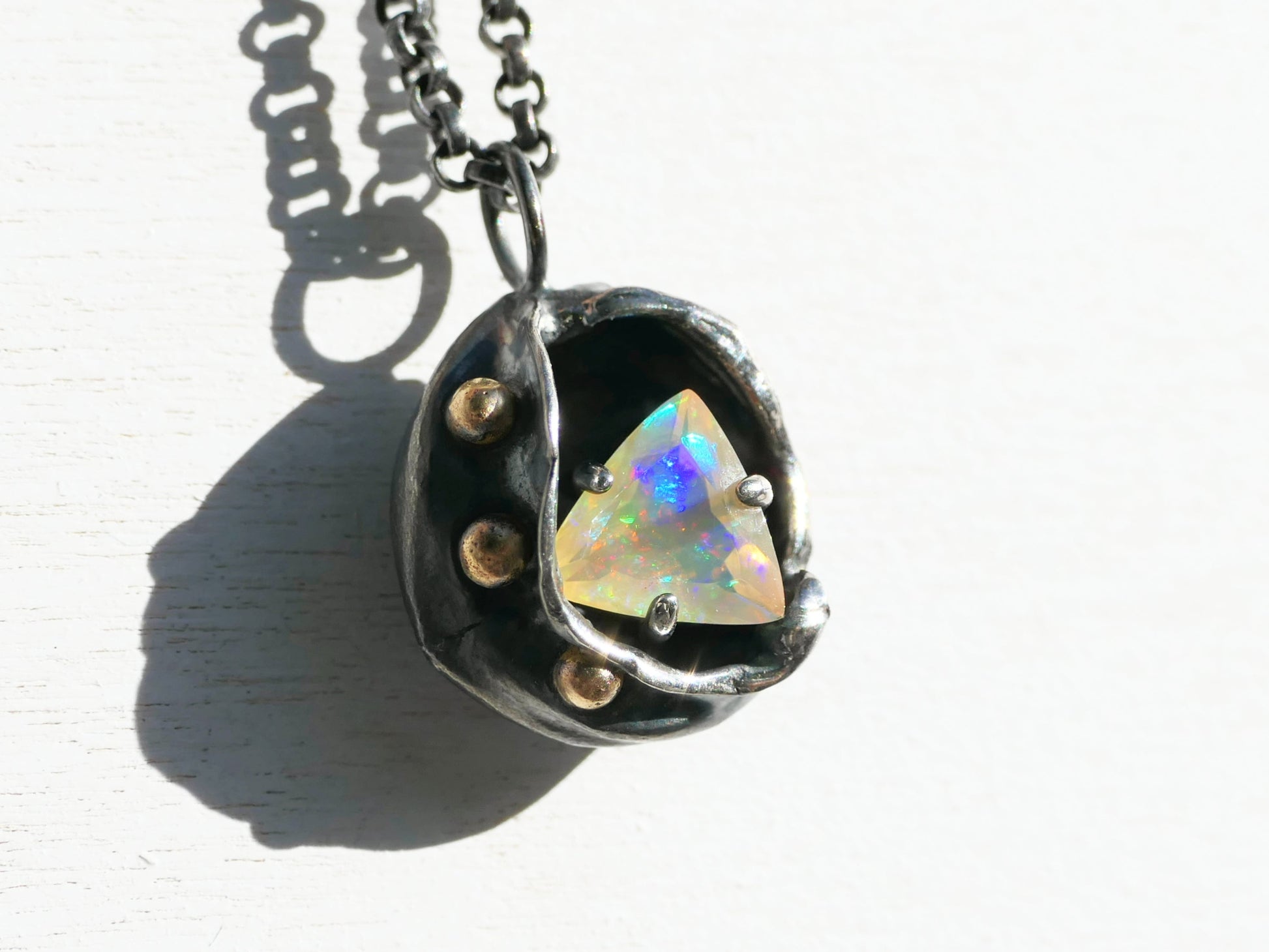 dainty rainbow opal pendant