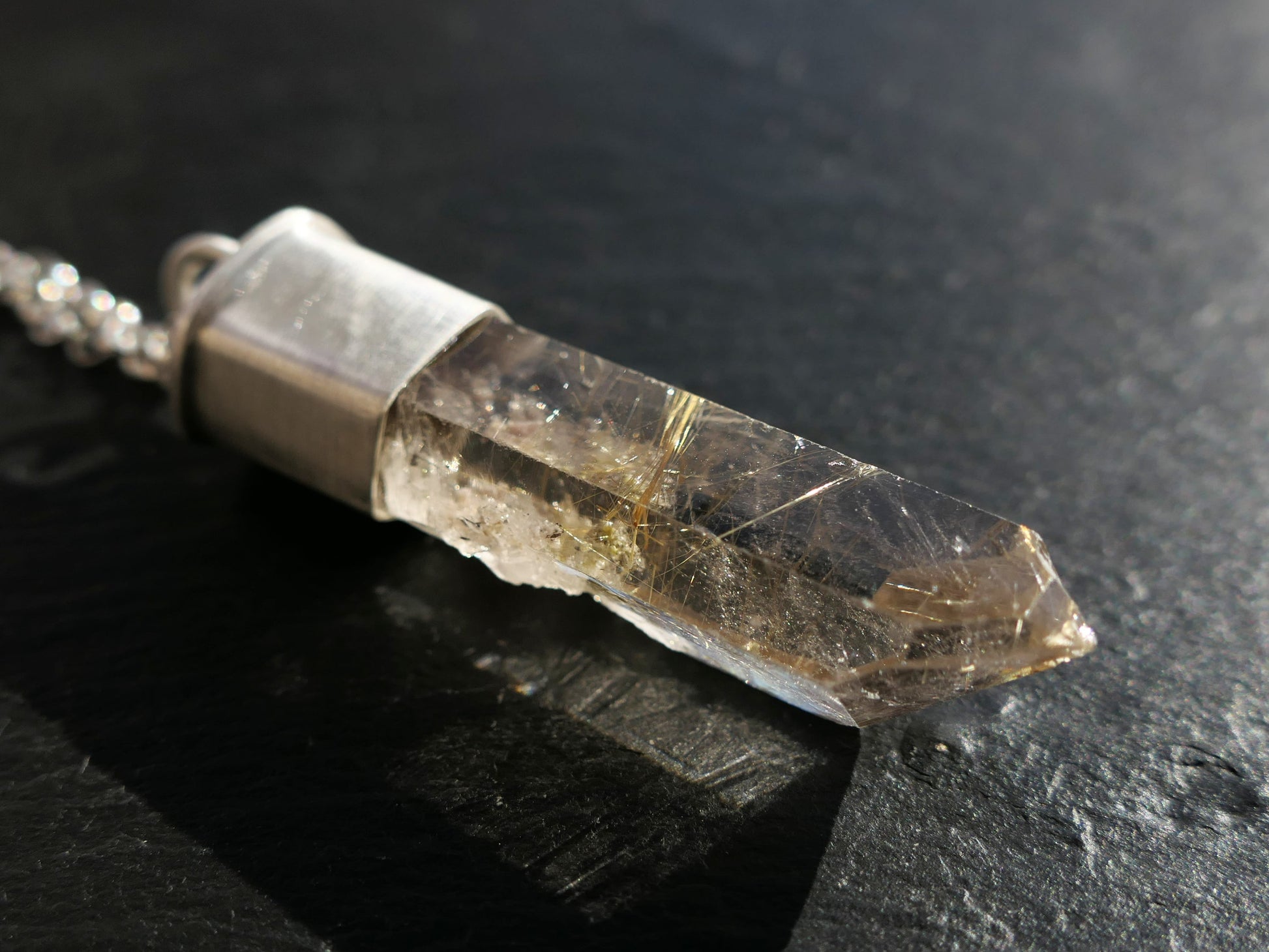 Rutile in Smoky Quartz Chakra jewelry