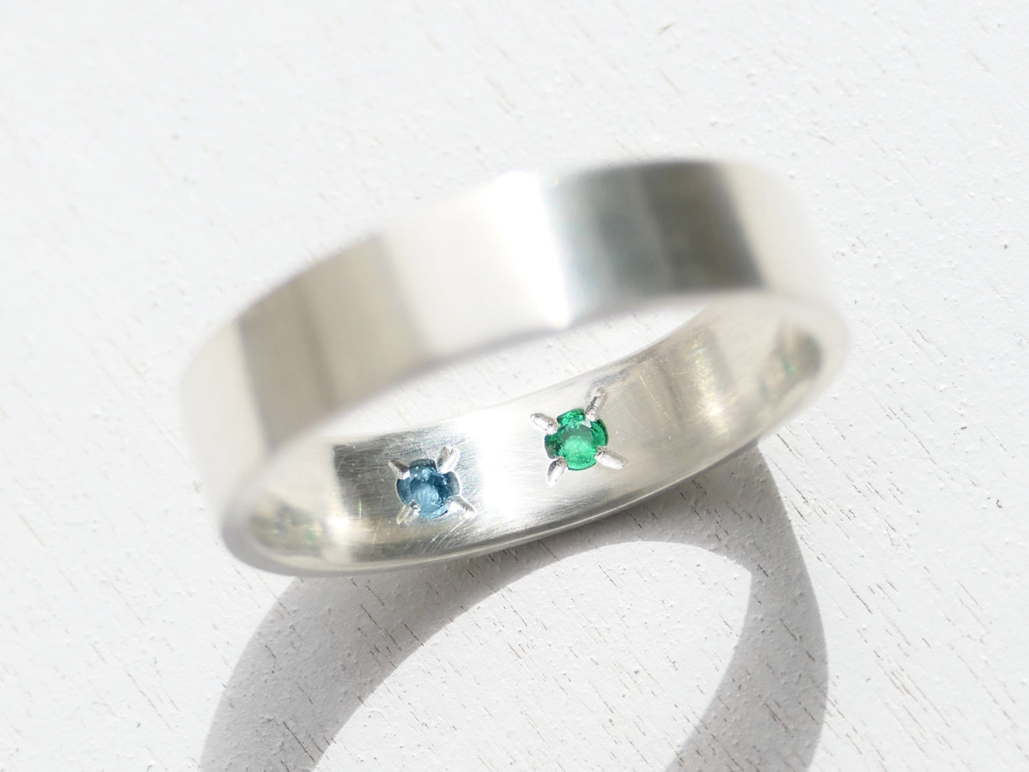 silver hidden gemstone ring