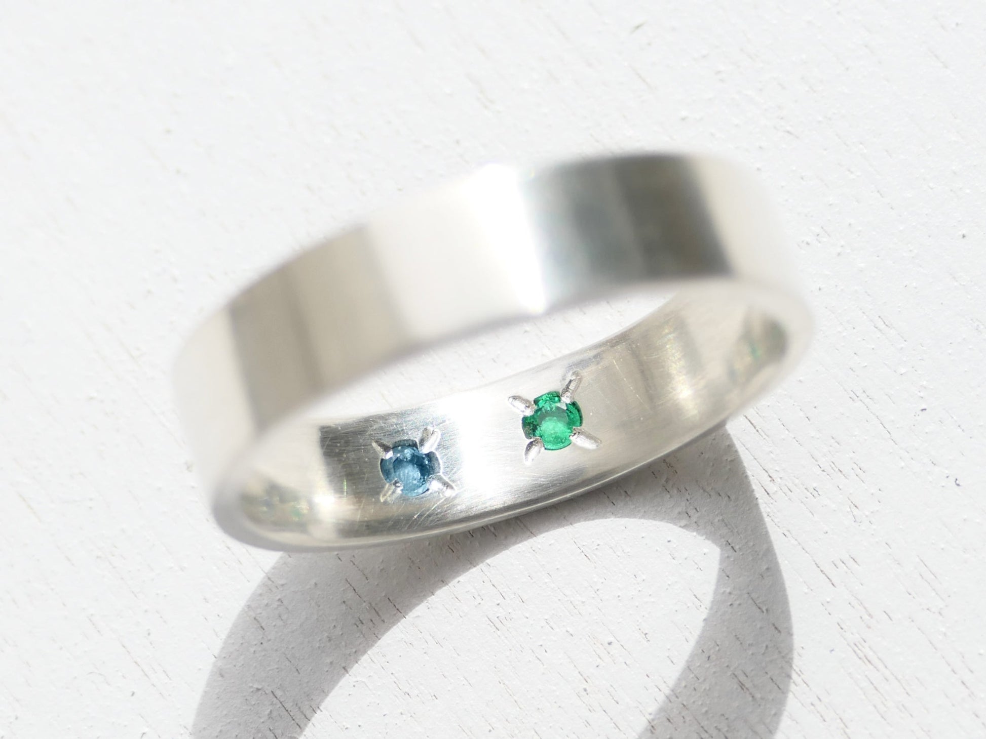 silver hidden gemstone ring