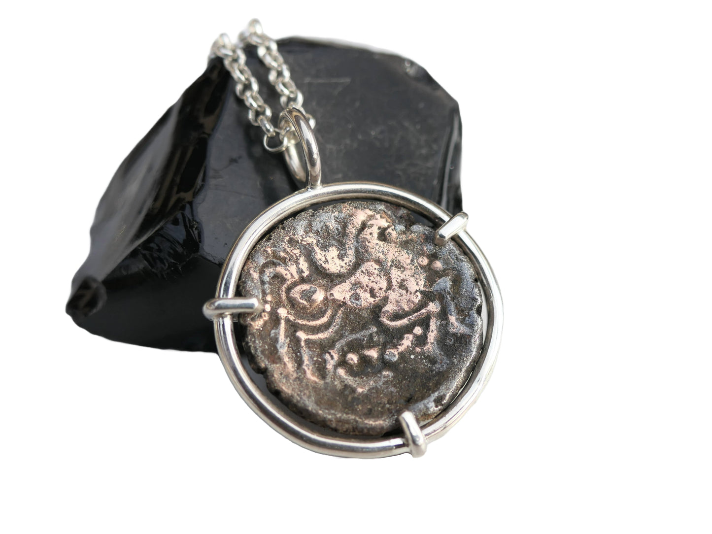 Celtic coin pendant set in sterling silver