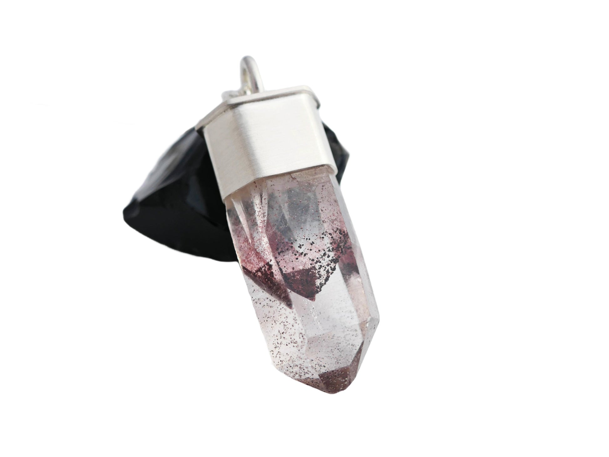 red hematite phantom quartz crystal