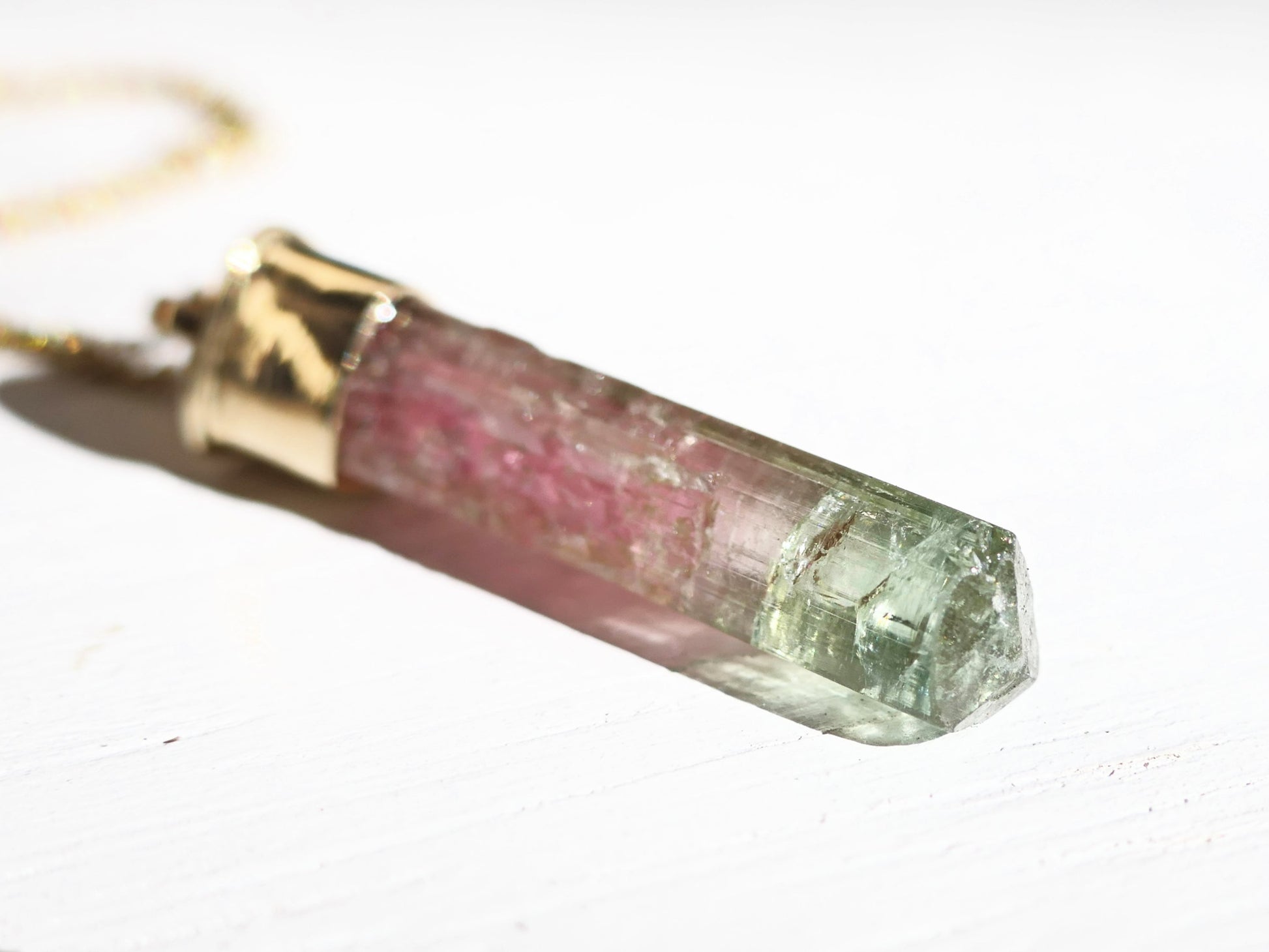 watermelon tourmaline crystal pendant