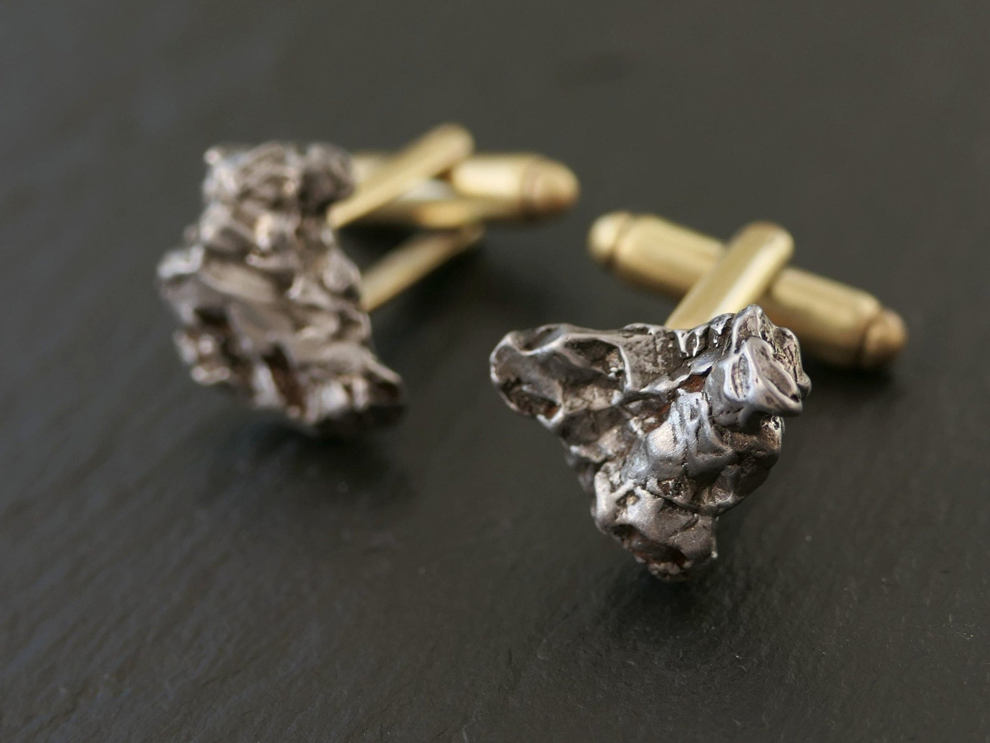 minimalist meteorite cuff links
