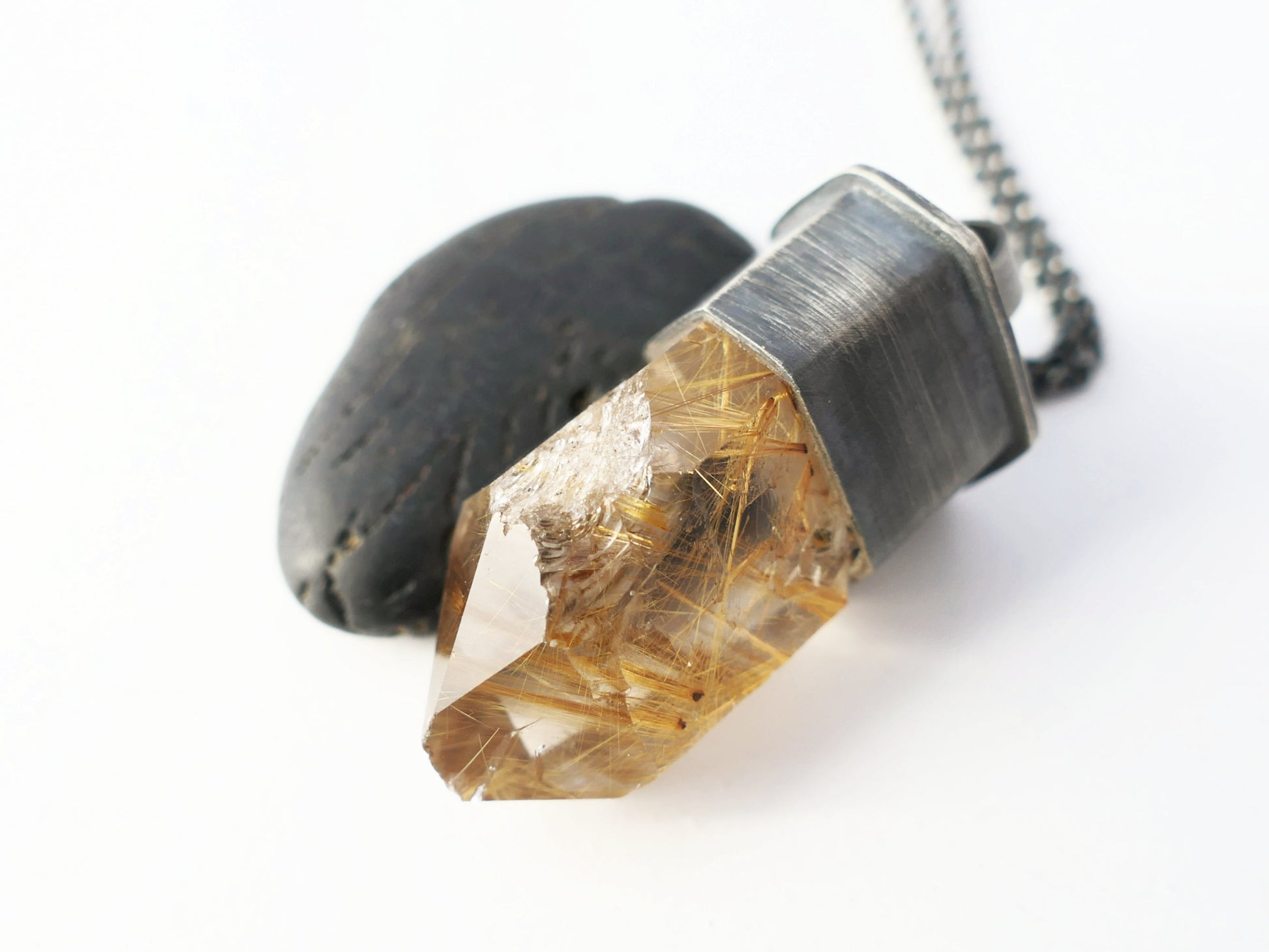 large Rutile quartz crystal point