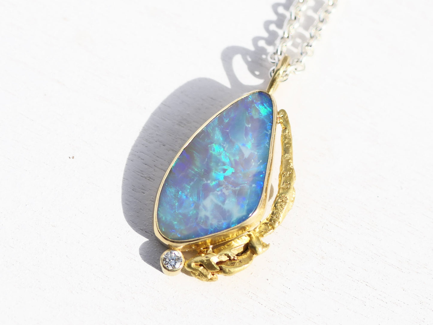 gold Australian opal pendant for her