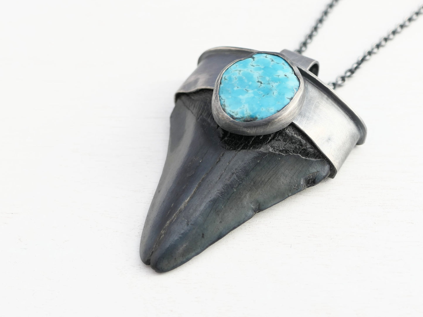 Megalodon tooth with gemstone