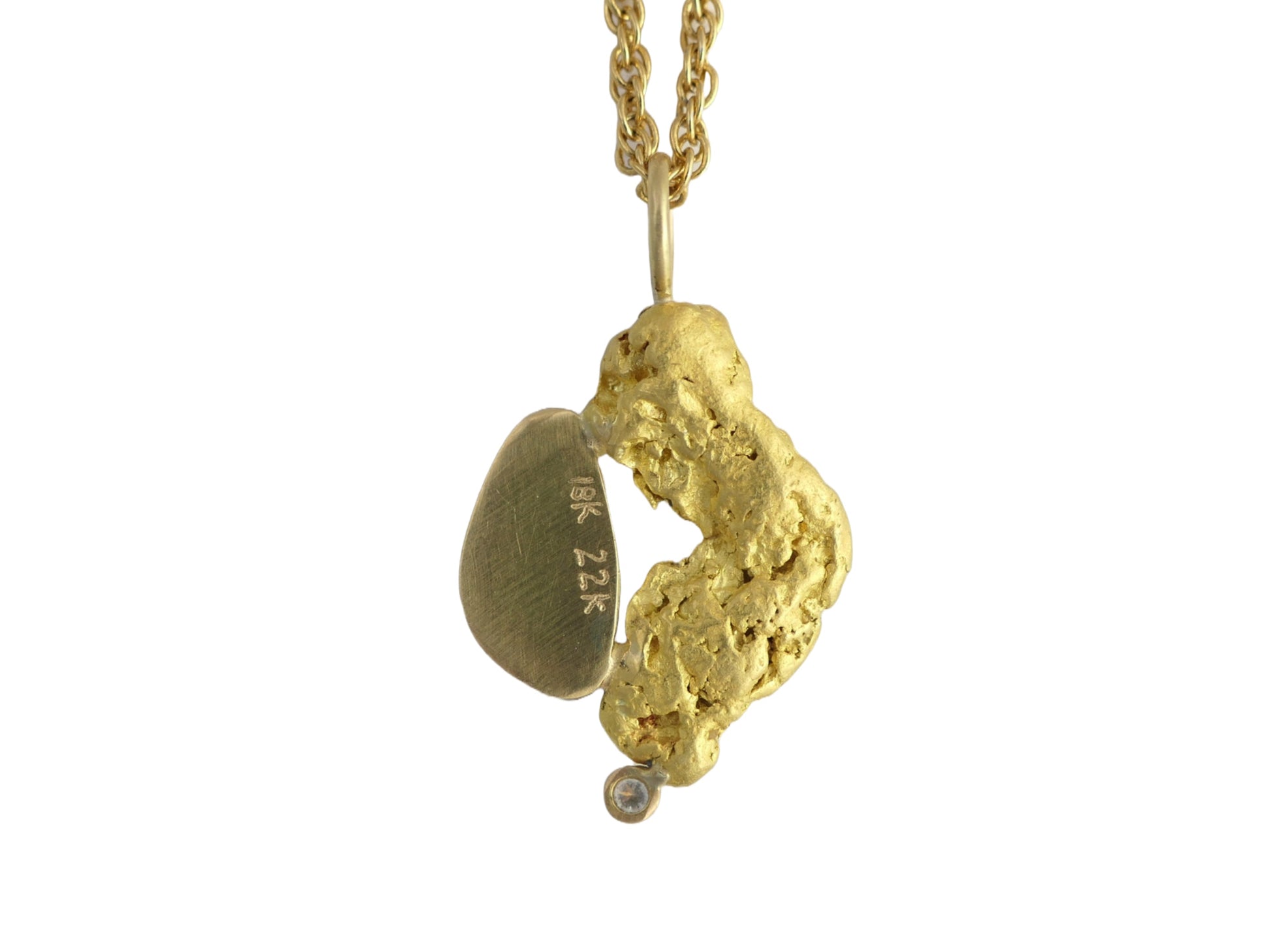 gold nugget pendant with diamond