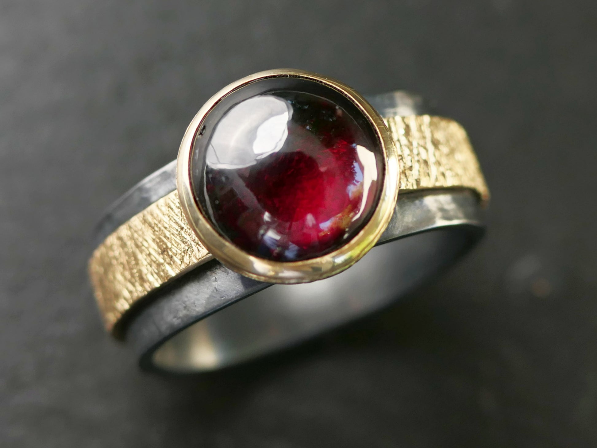 viking inspired garnet ring