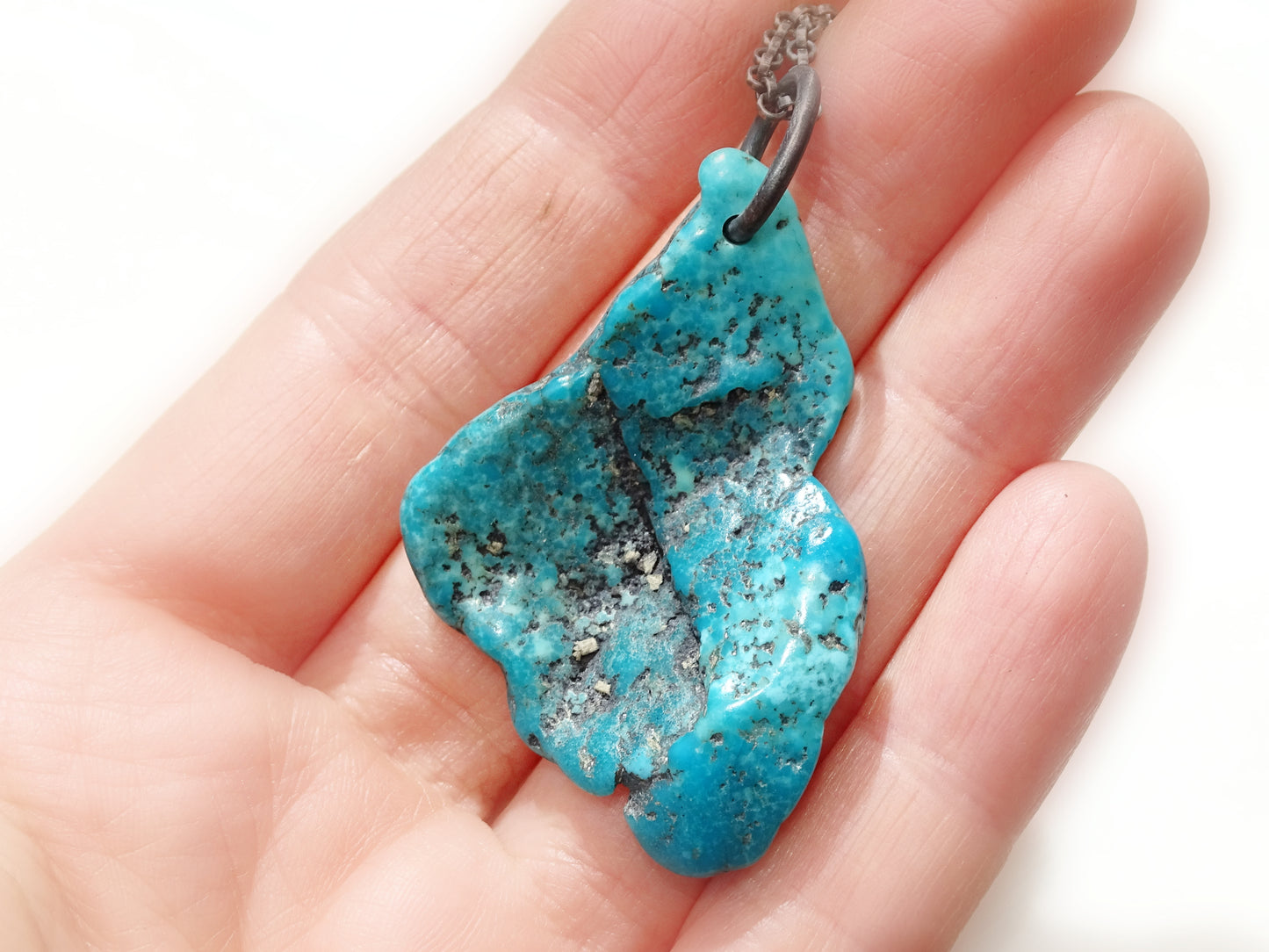 Bisbee turquoise necklace, turquoise pendant