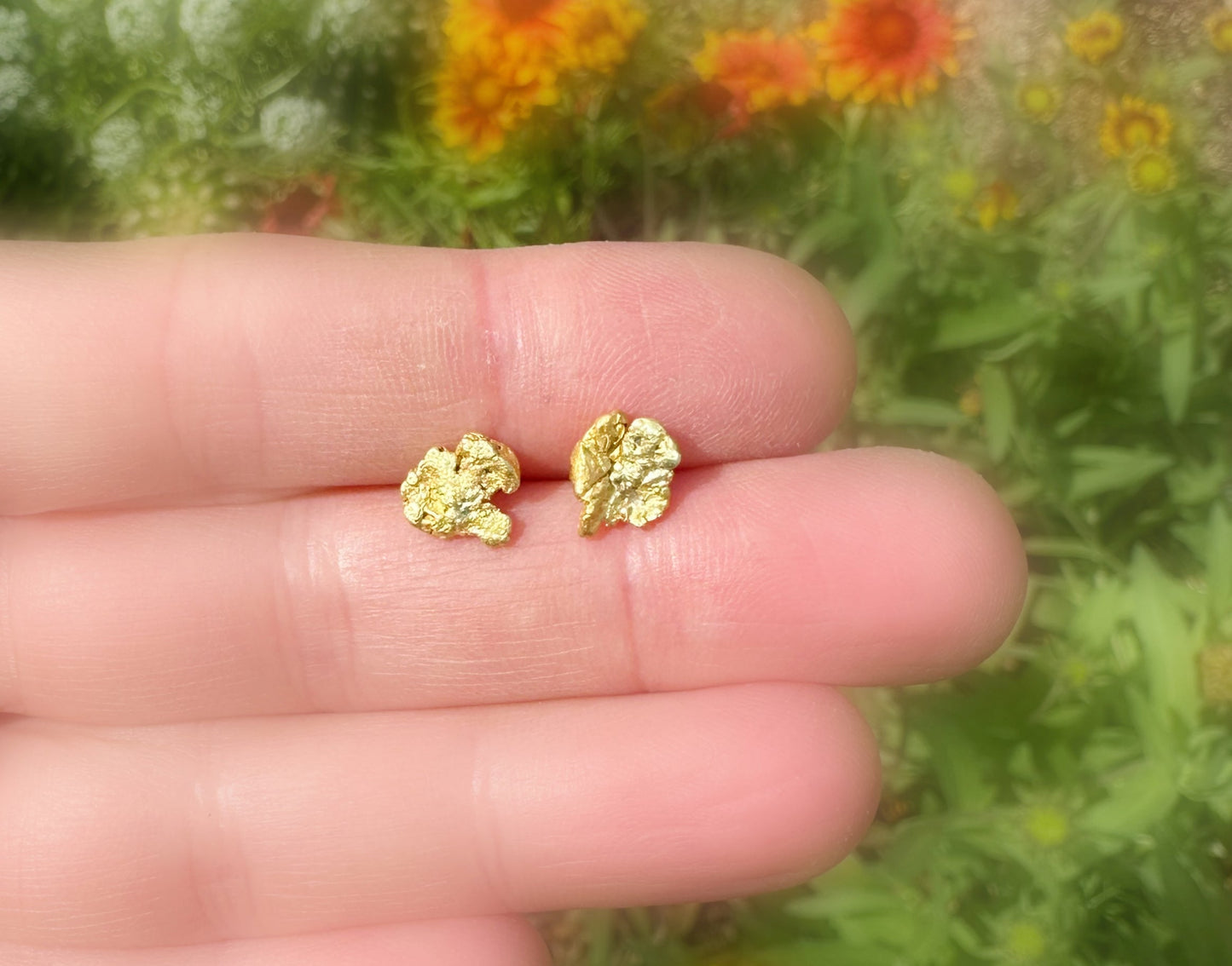 Alaska gold nugget earrings