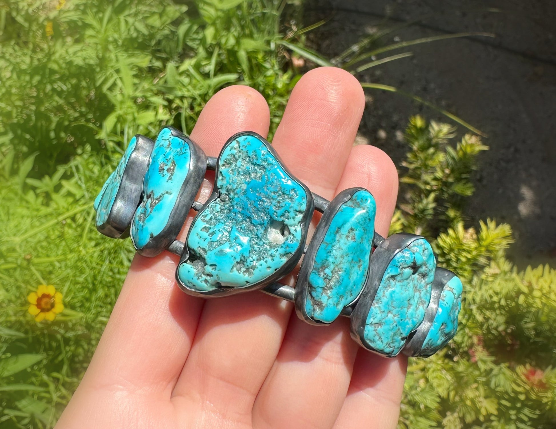 big turquoise nugget bracelet for men