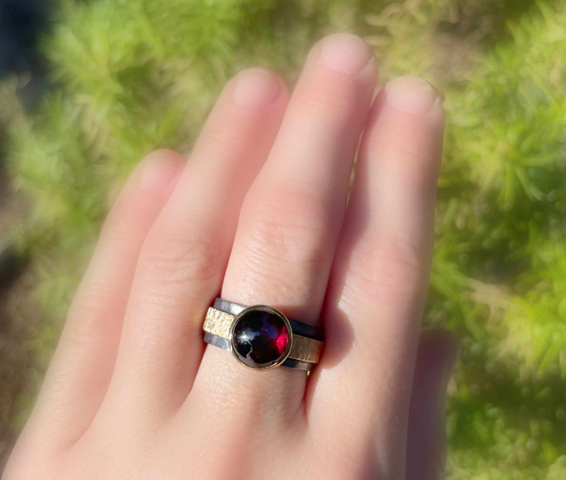 garnet ring, unique engagement ring