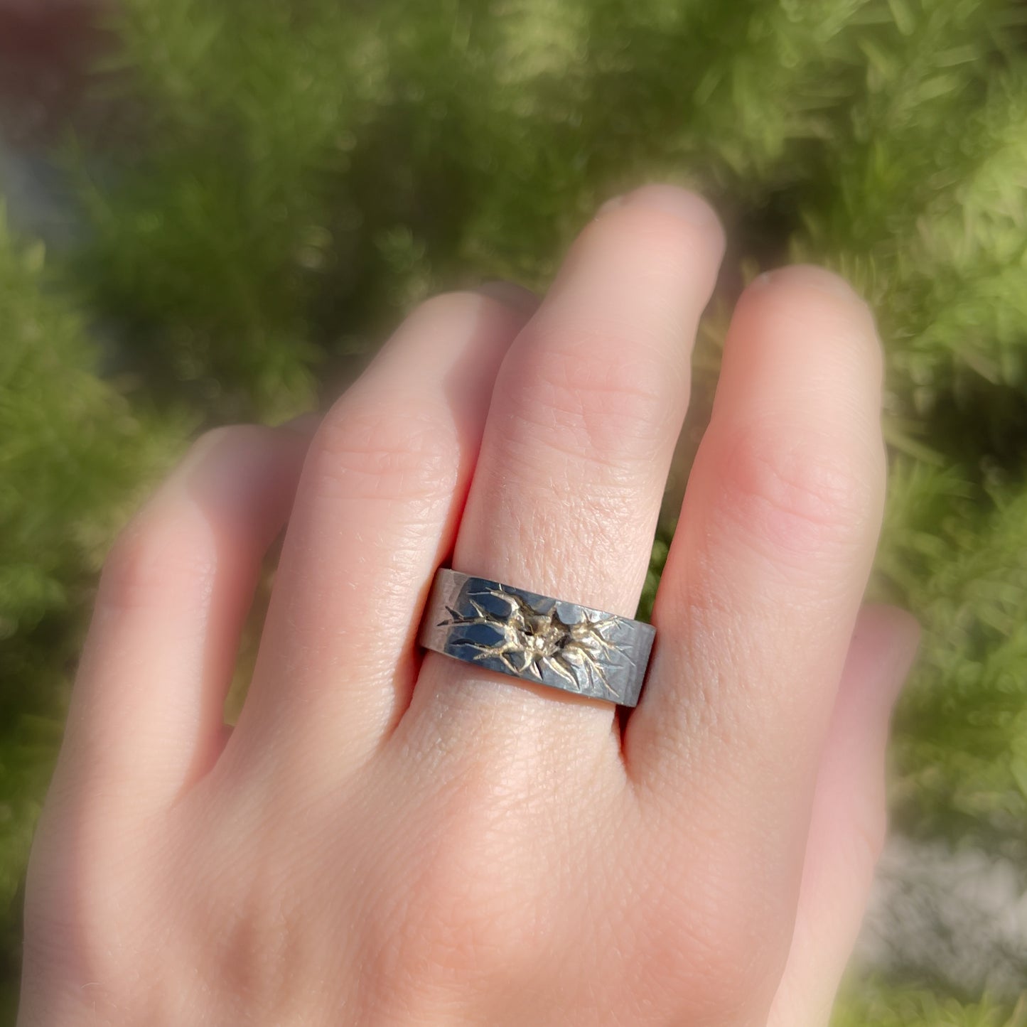 carved wedding band witchcraft ring