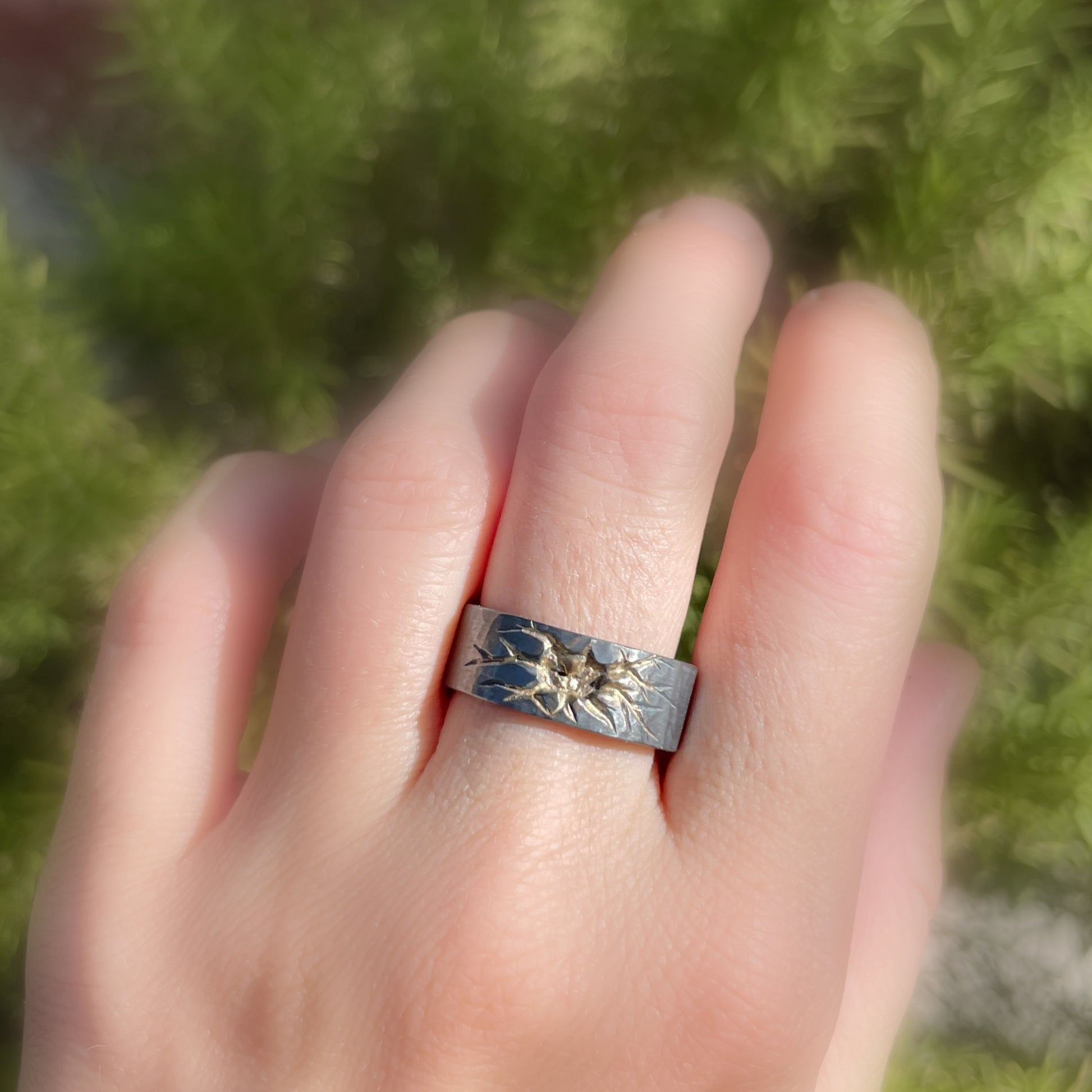 carved wedding band witchcraft ring