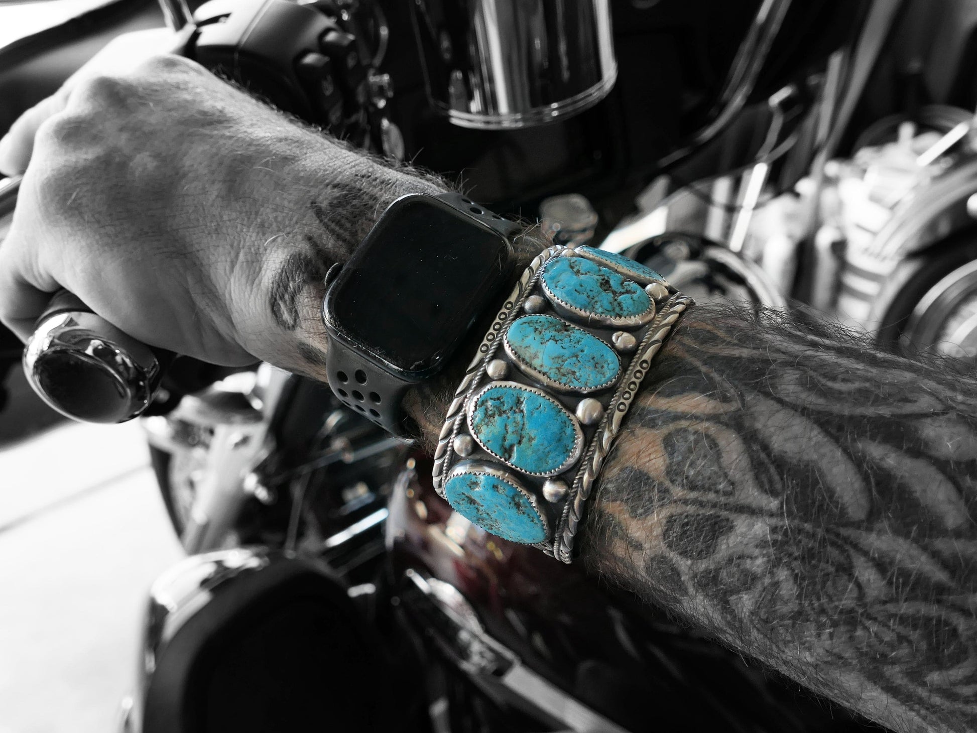 wide turquoise bracelet sterling silver