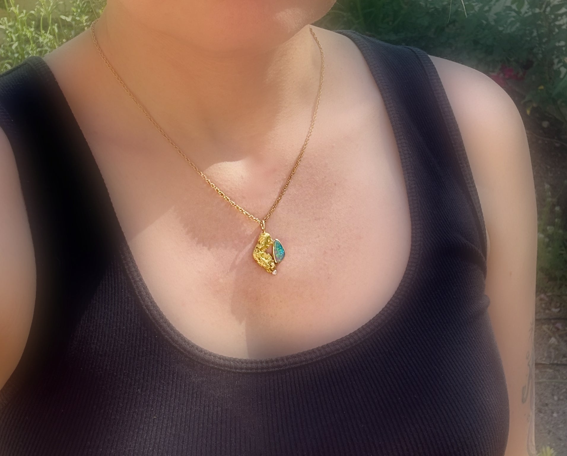 gold nugget pendant necklace luxurious gift for women