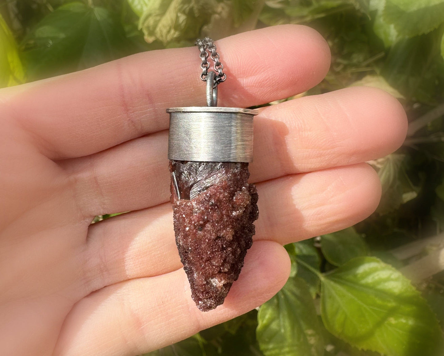 rare hematite quartz pendant for men