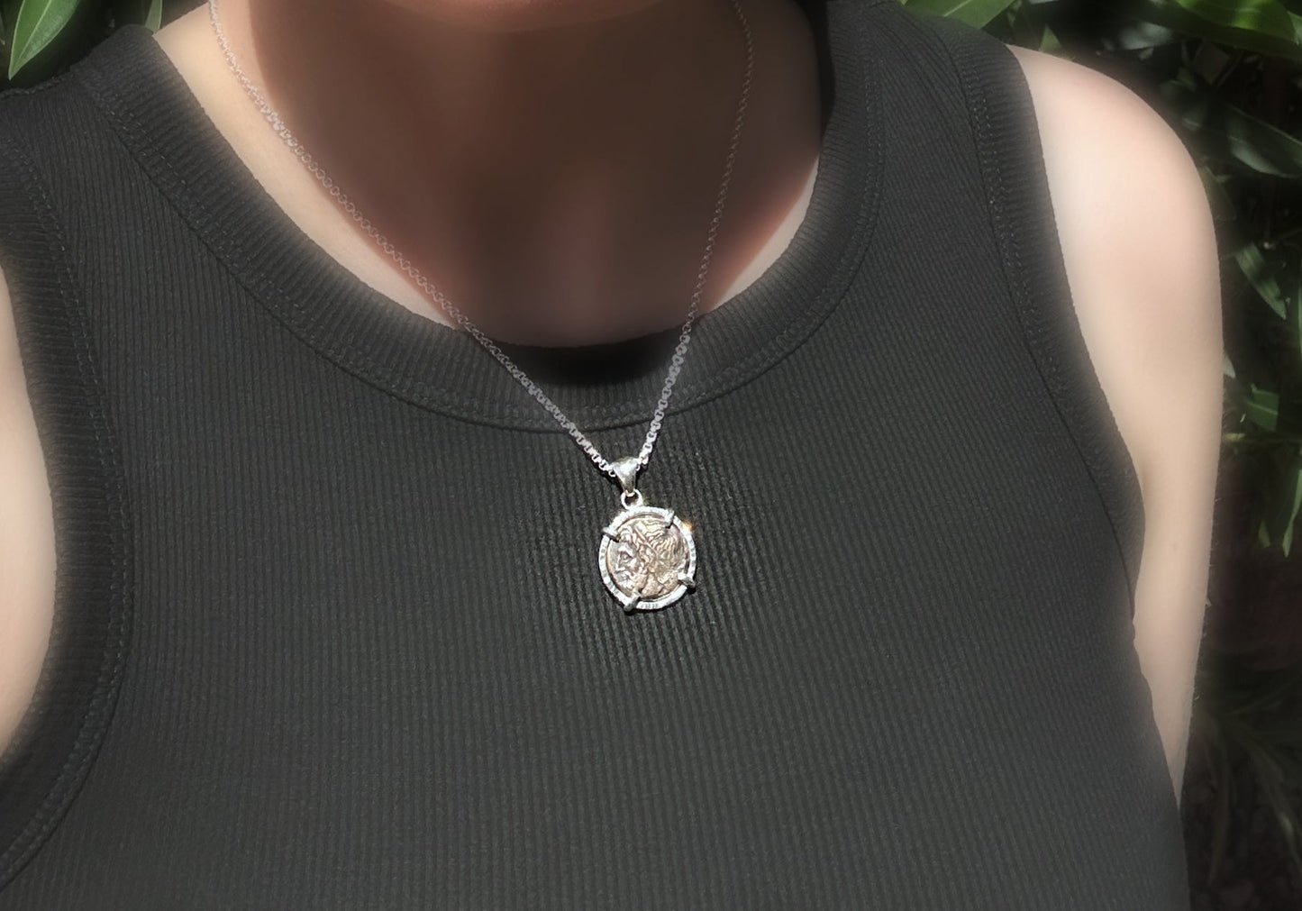 ancient Greek Poseidon coin pendant necklace