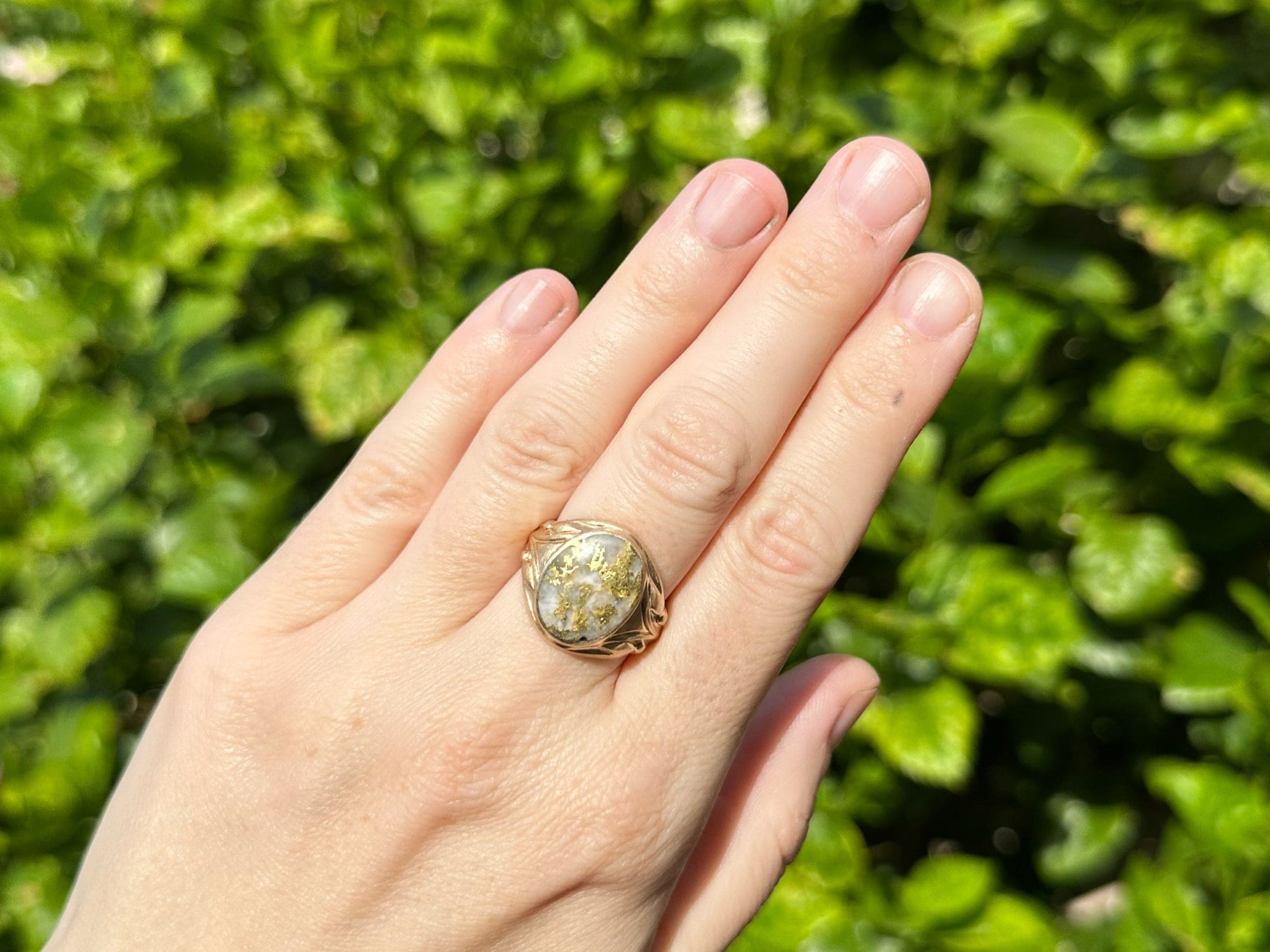 gold in quartz ring for women