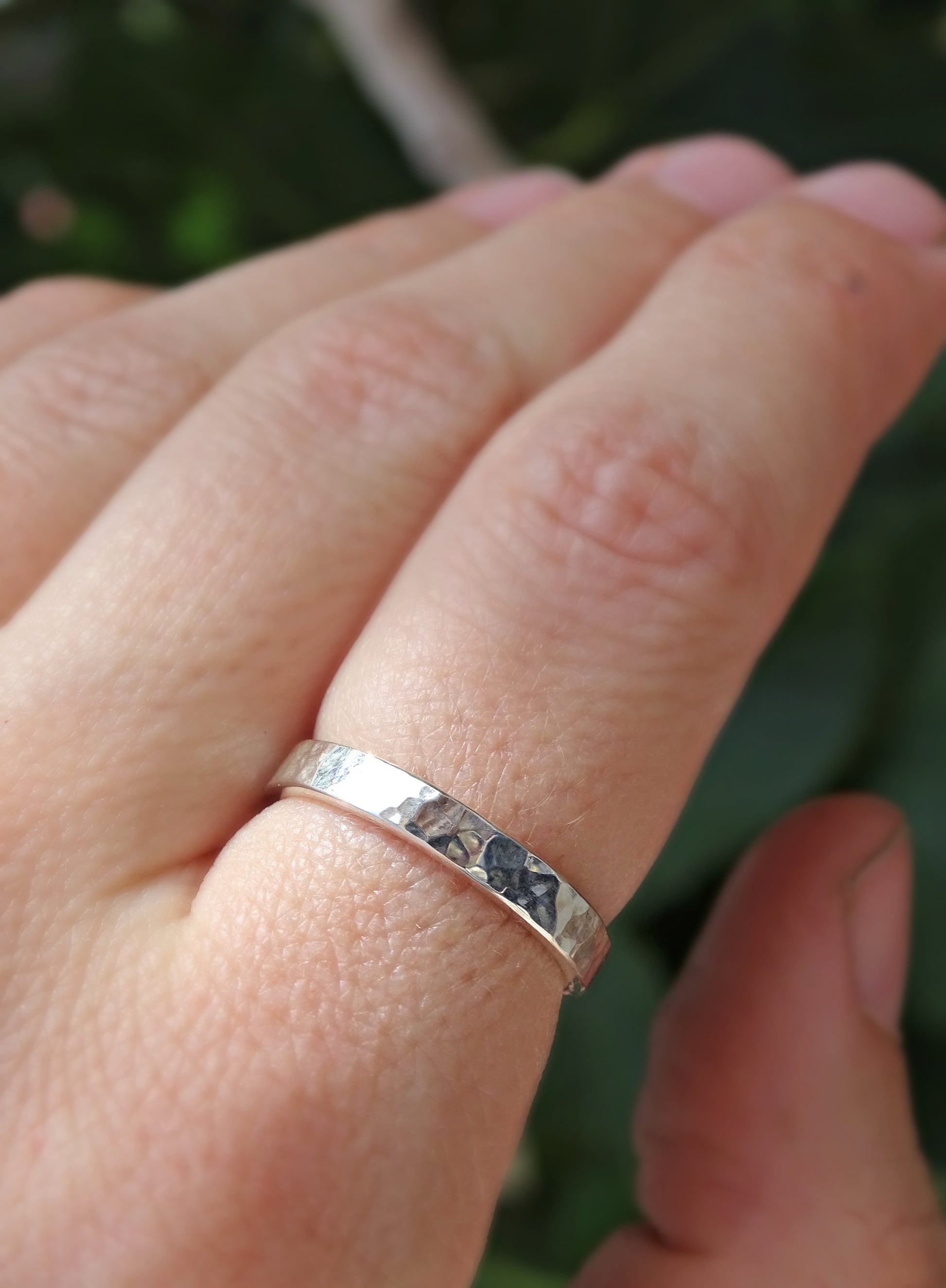 hammered ring with hidden gemstone