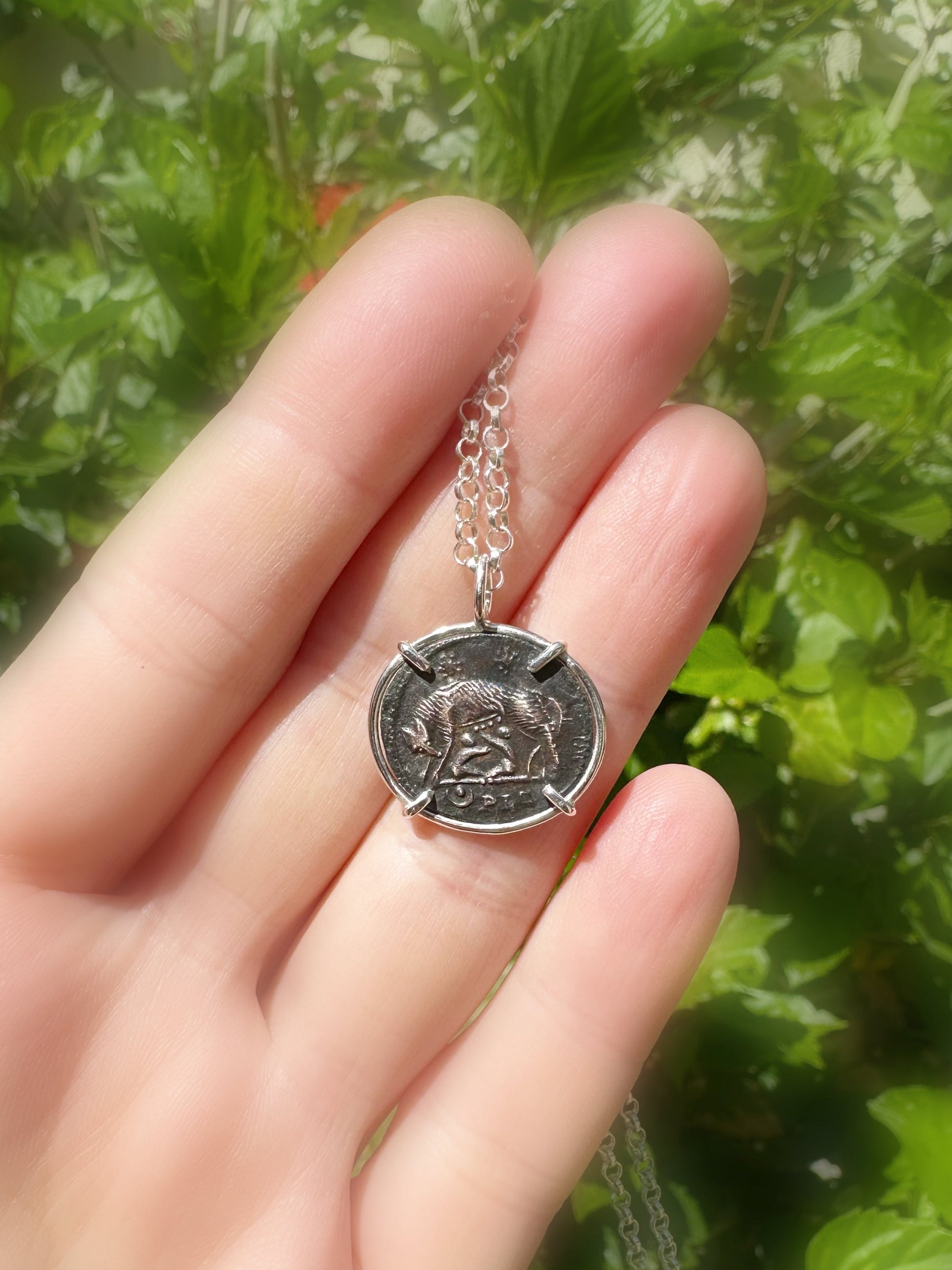 Urbs Roma coin set in sterling silver