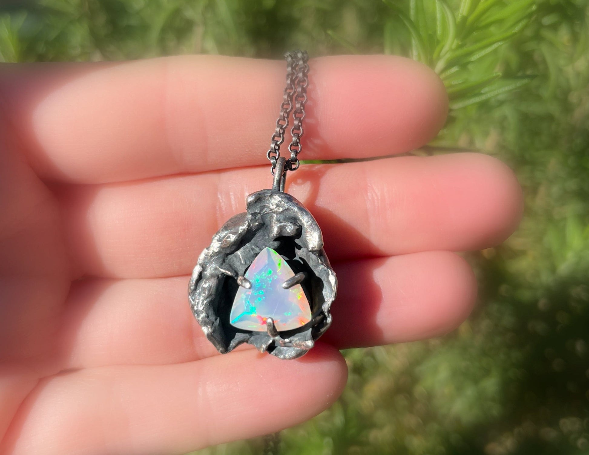 rainbow welo opal pendant