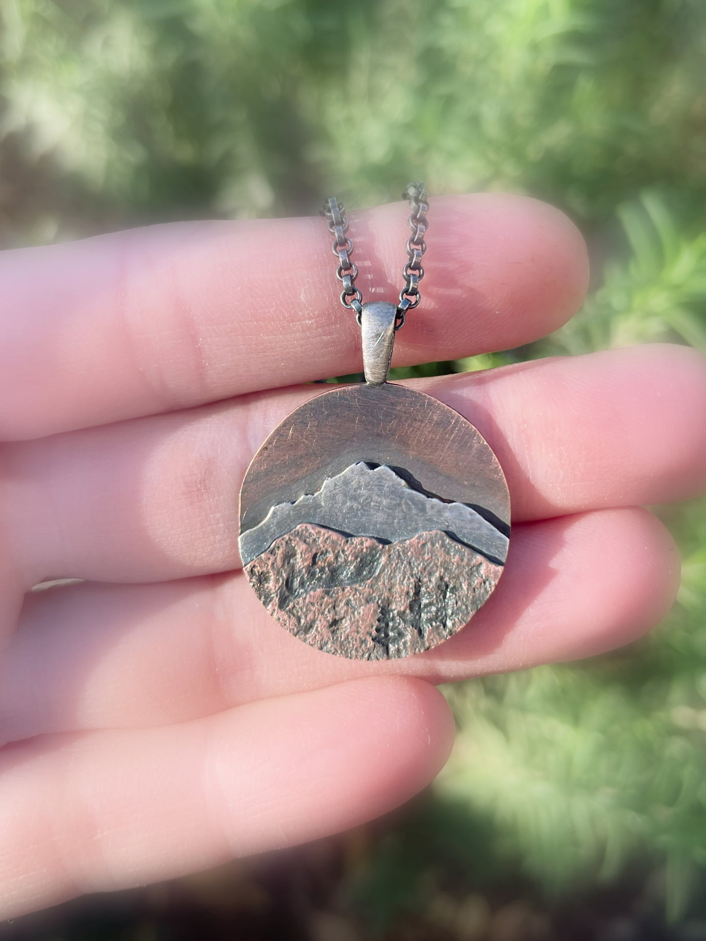 unique handmade mountain range pendant
