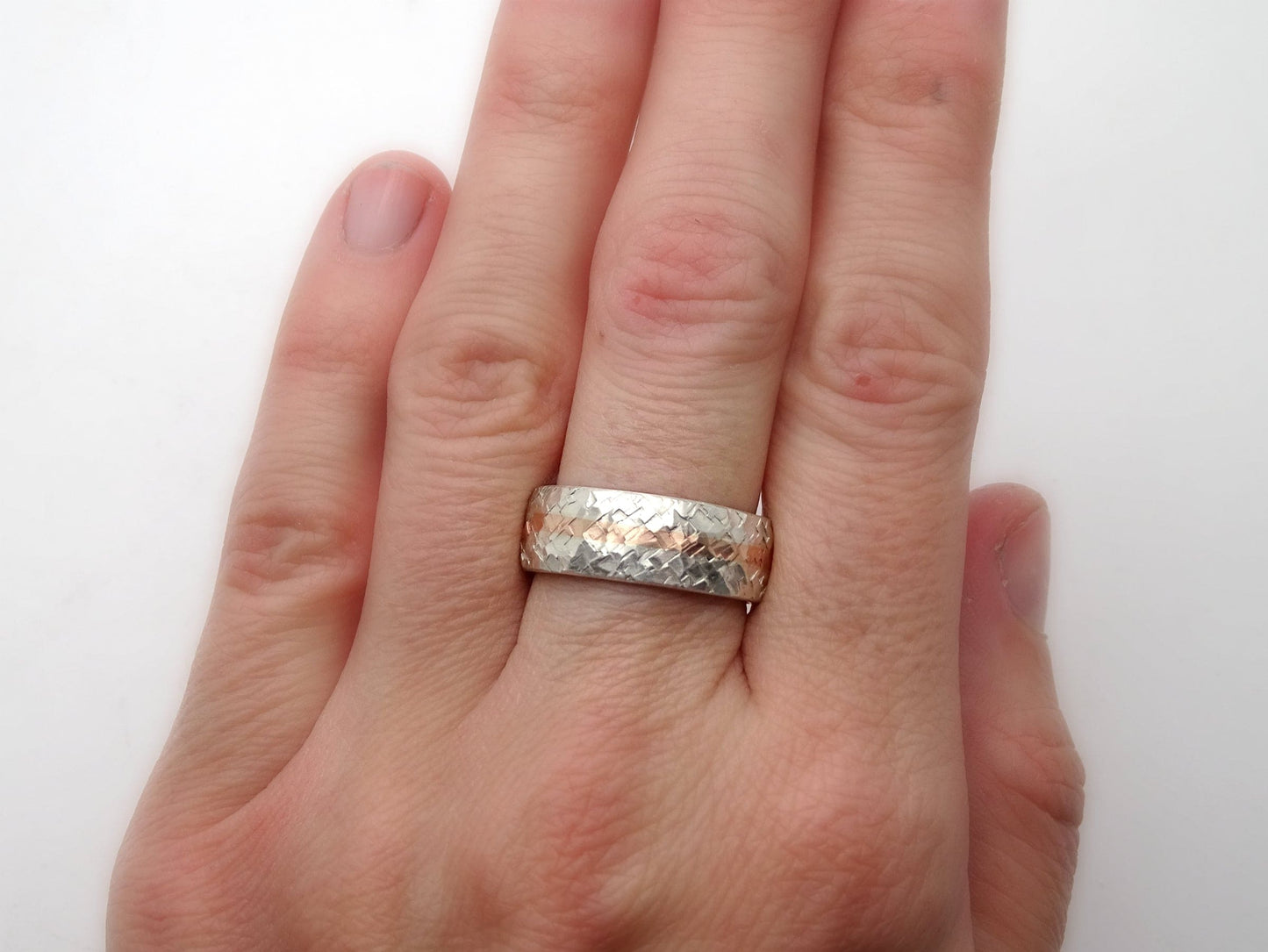 handmade wedding ring, textured silver bronze ring, light finish