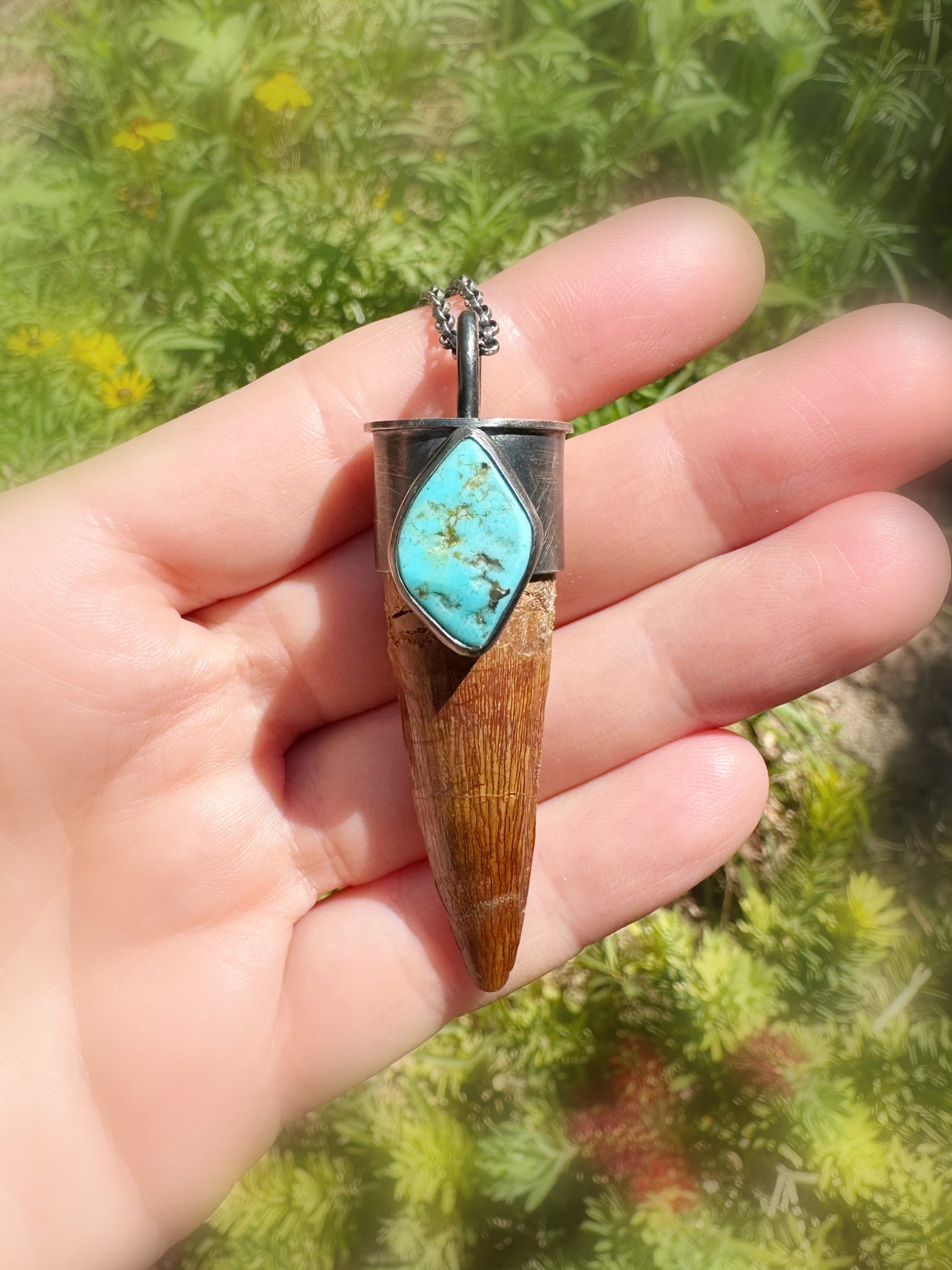 real Spinosaurus tooth pendant