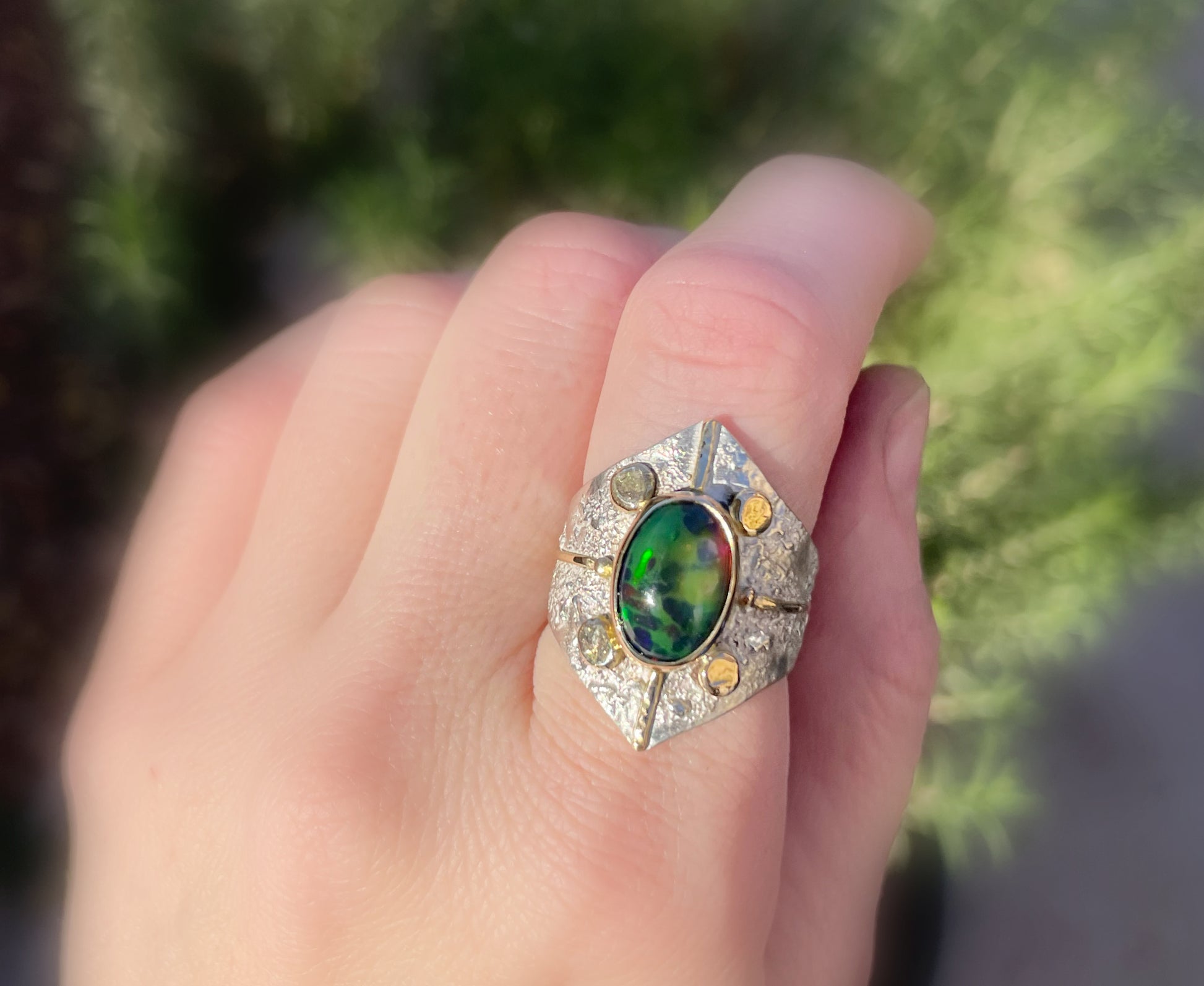 statement ring large shield ring