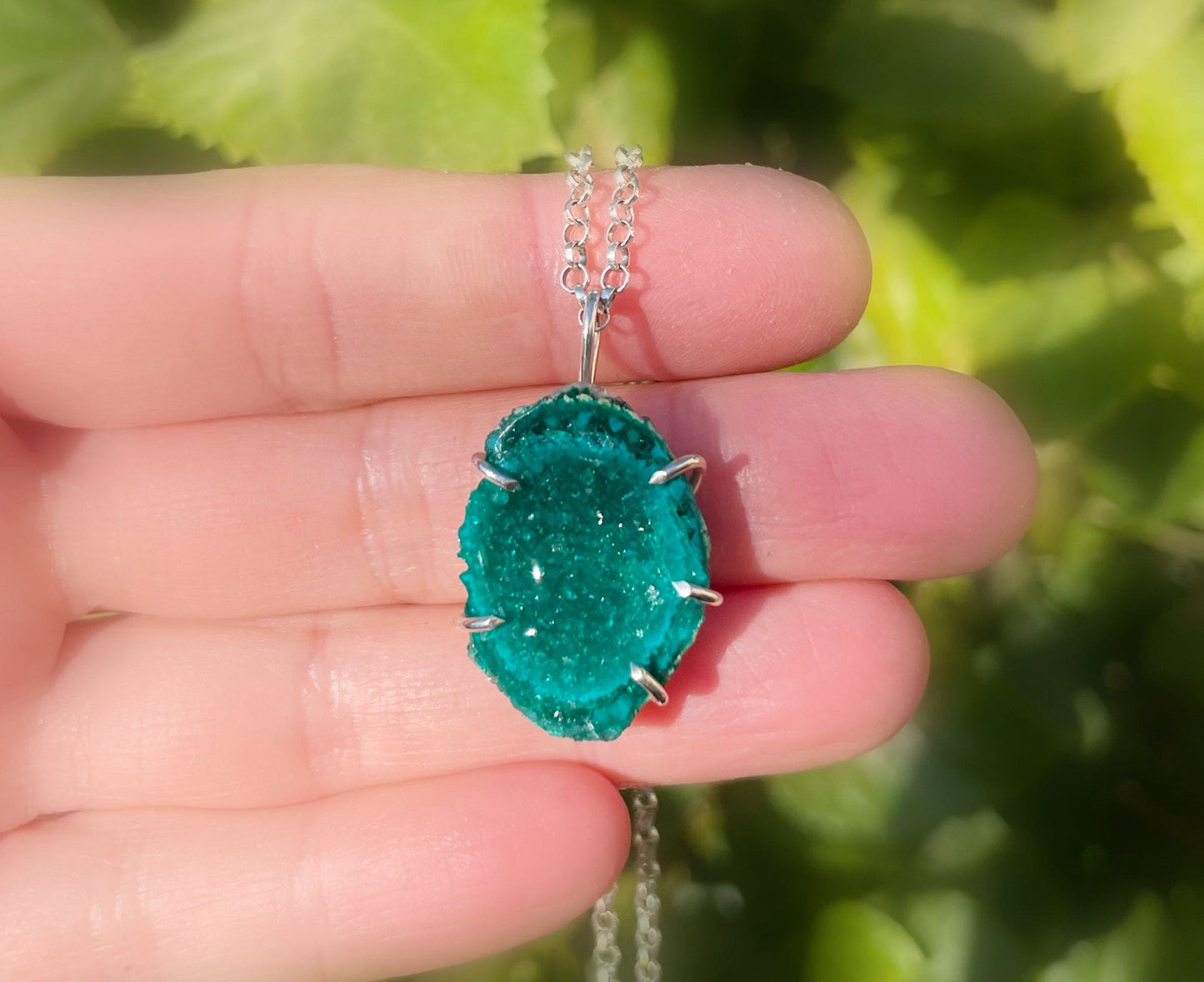 dioptase crystal pendant