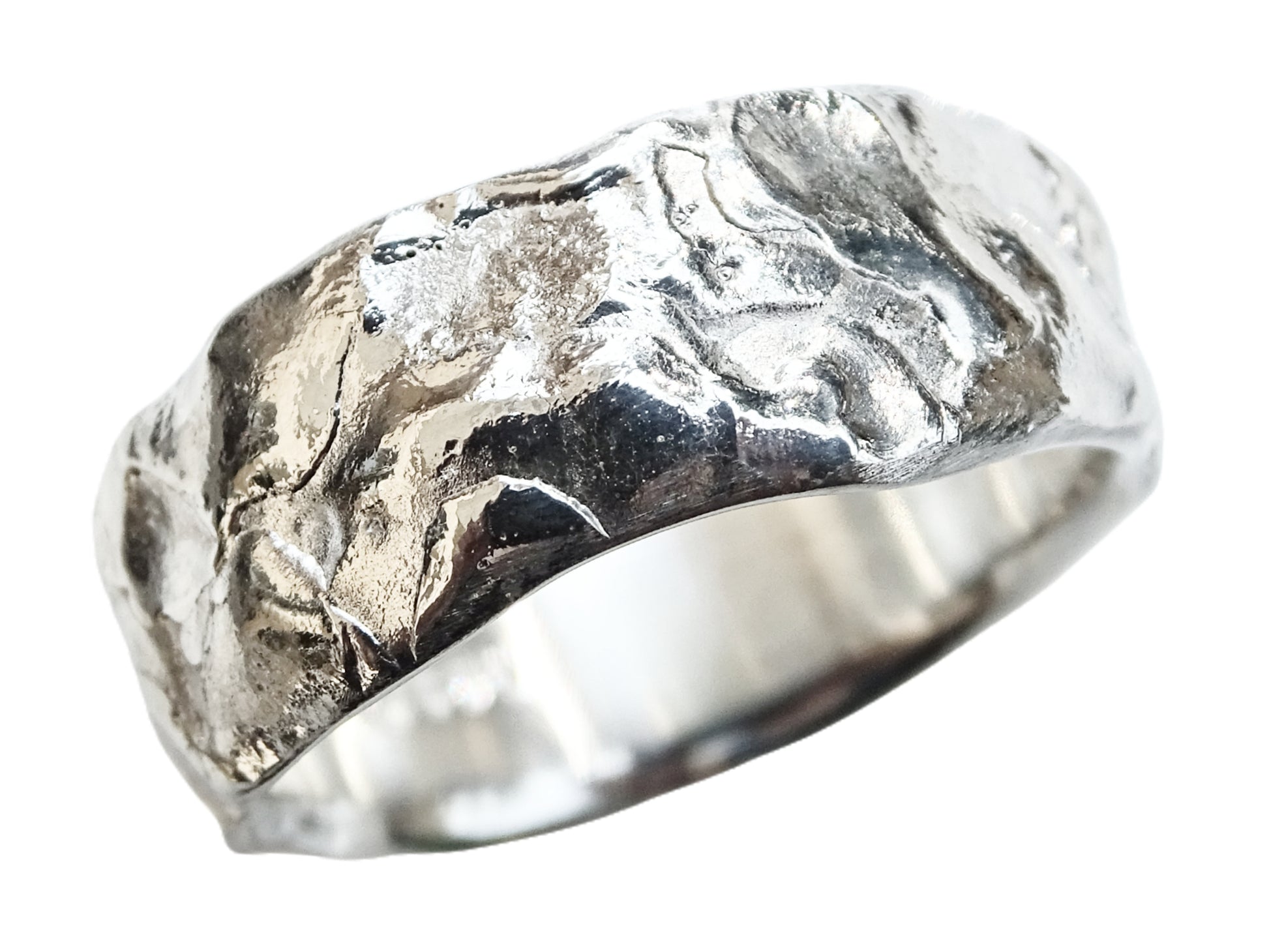 unusual silver ring, molten silver ring