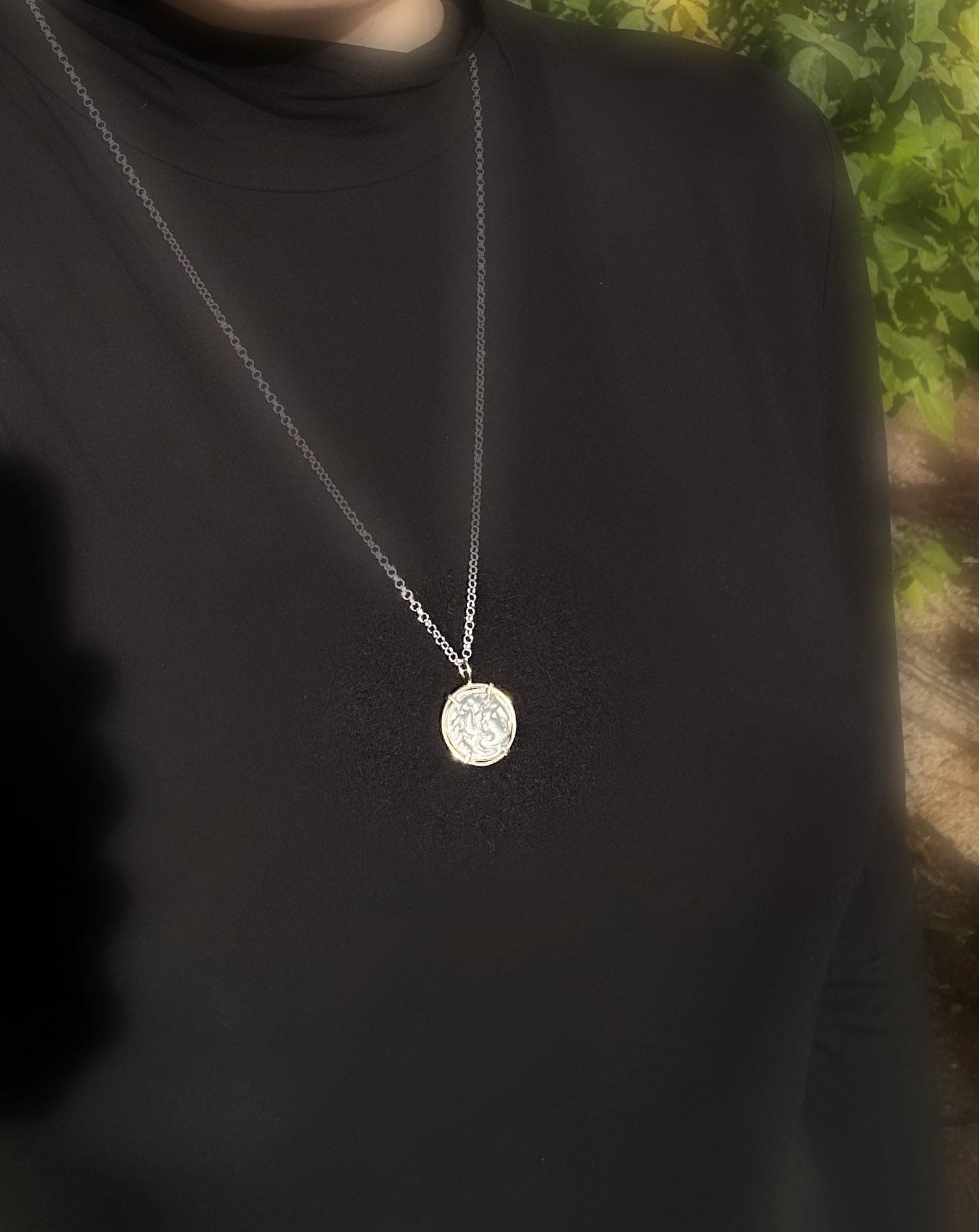 Greek silver coin necklace