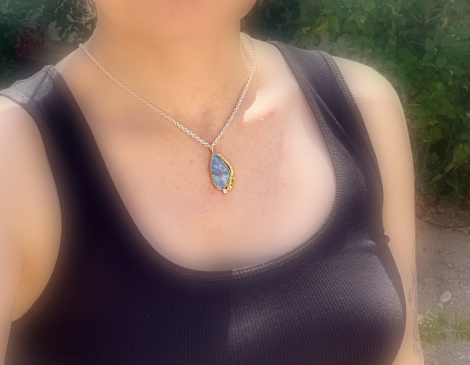 statement blue Australian opal pendant