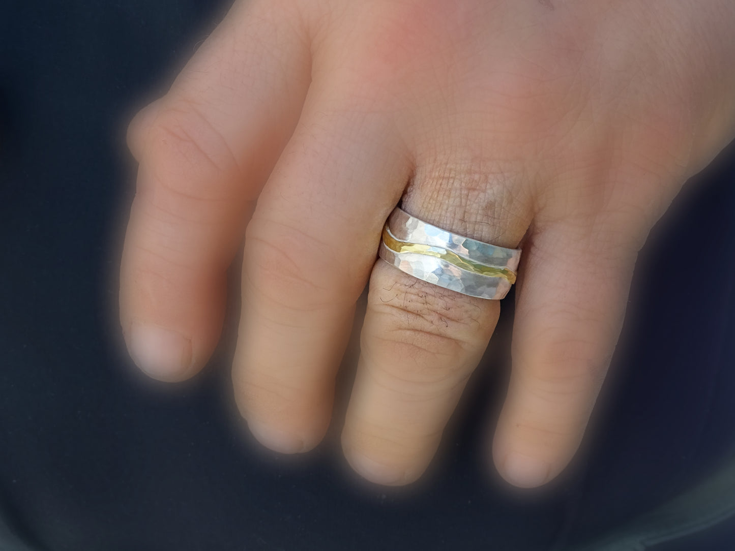 silver and gold mens wedding band