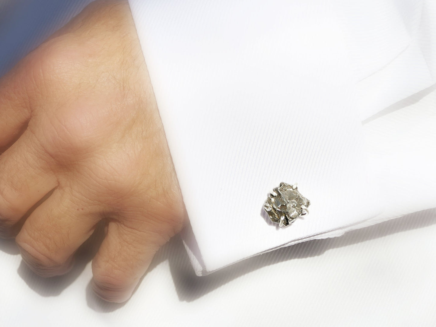 sterling silver meteorite cufflinks