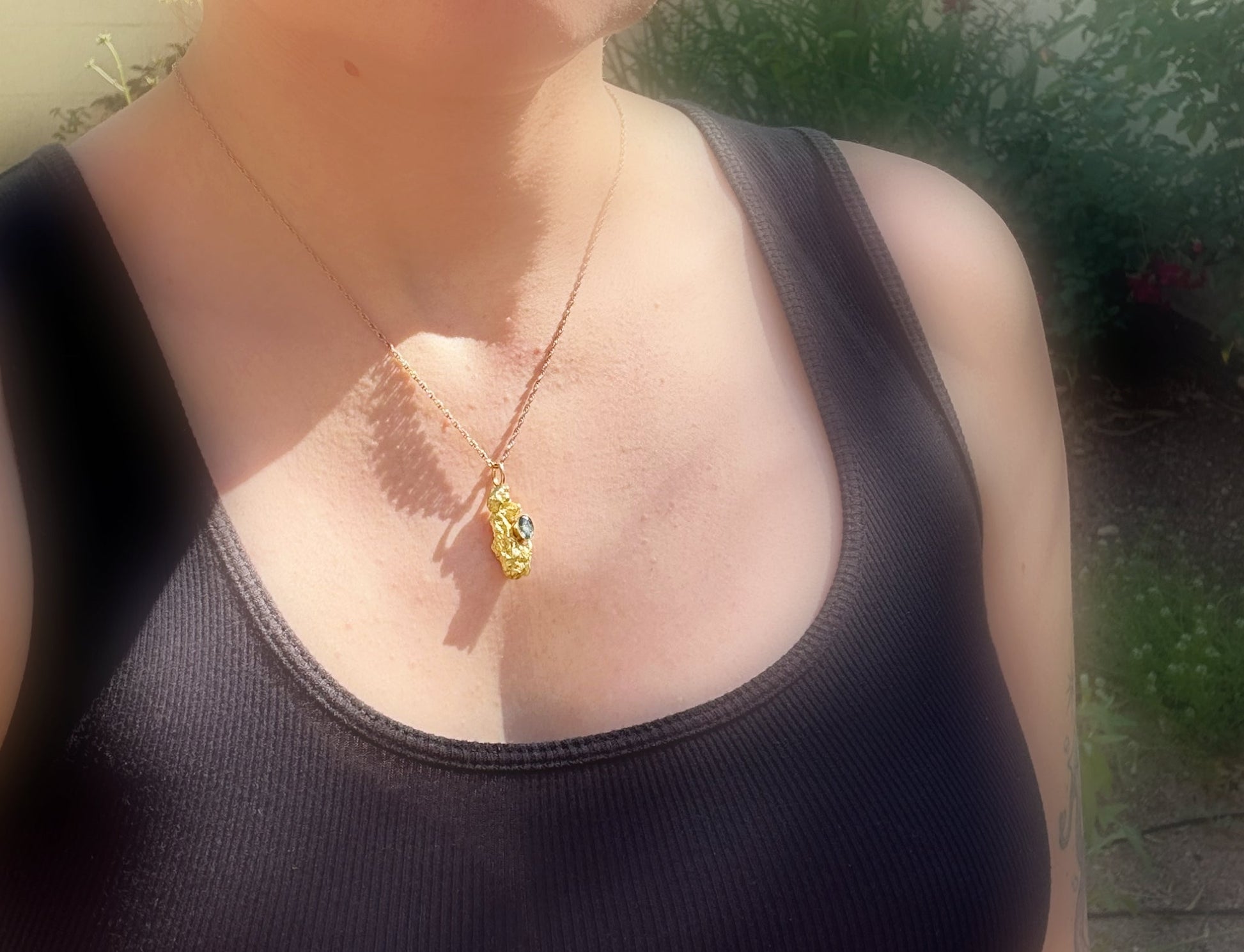 natural gold nugget pendant for women