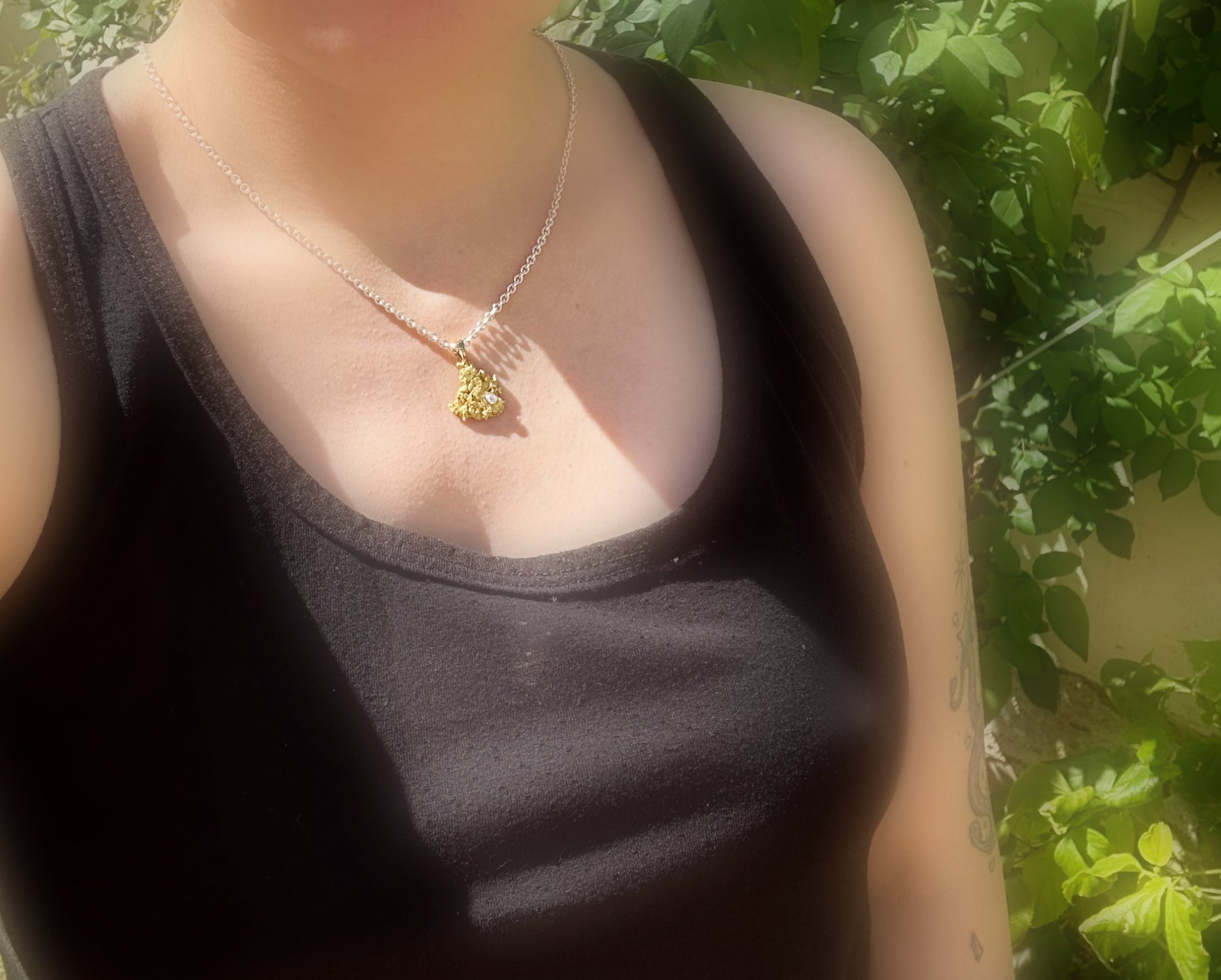 diamond gold nugget necklace