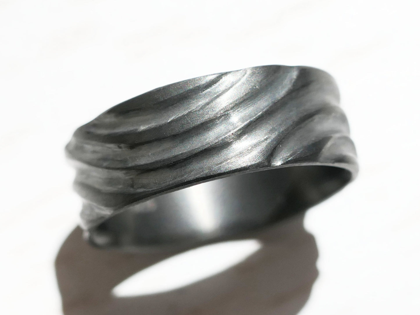 dark silver unique wedding band